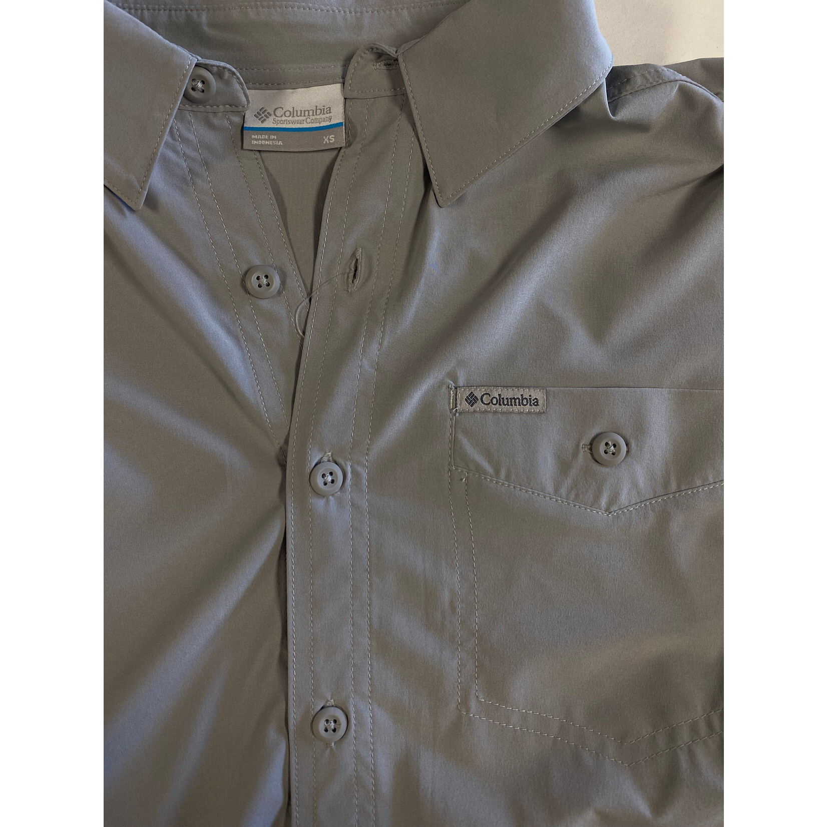 Columbia, Grey, Short Sleeve, Button Up, Mens, XSmall