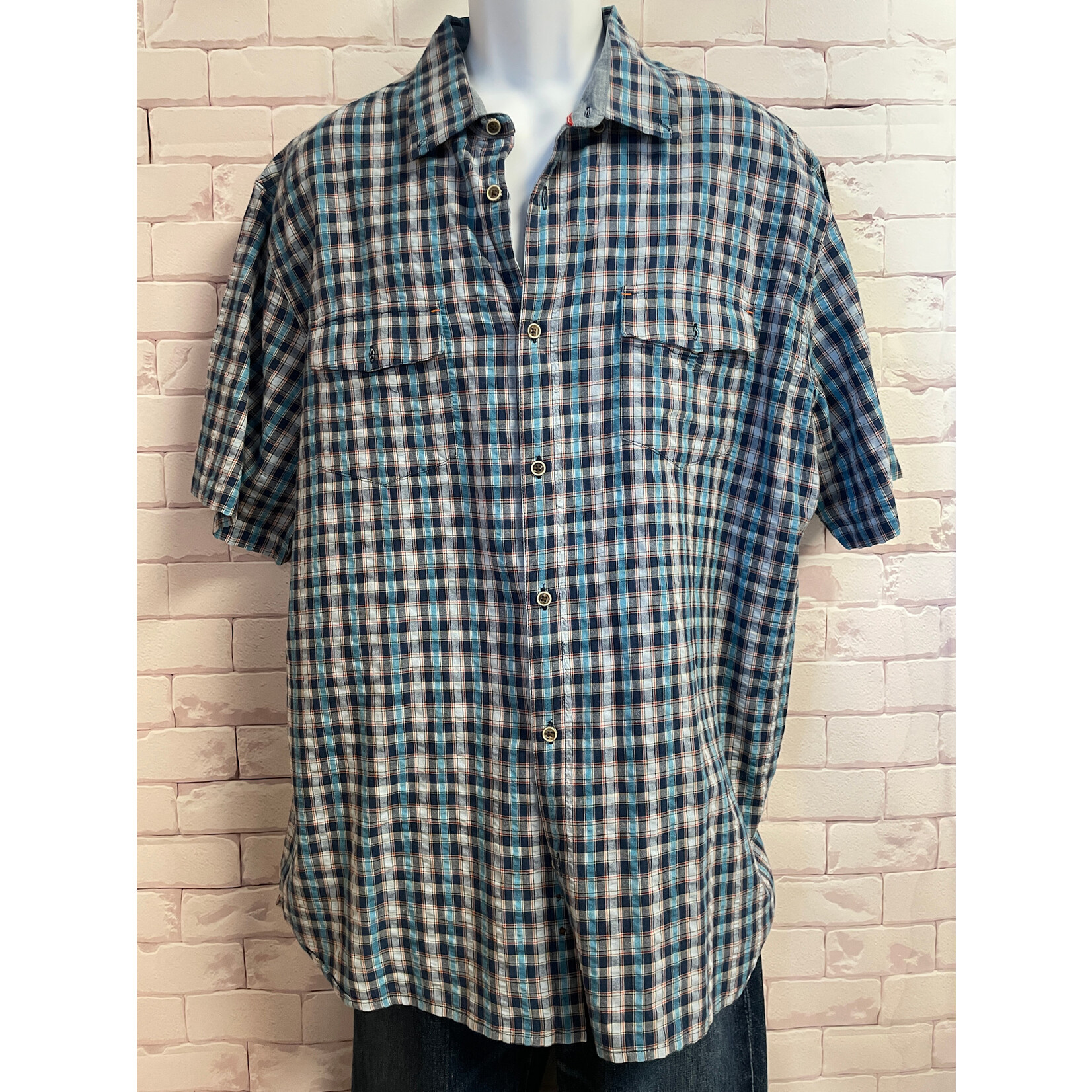 Carbon 2 Cobalt, Blue, Plaid, SS, BU, Men's, XLarge