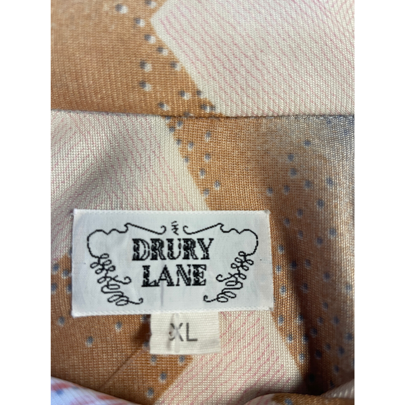 Drury Lane, Vintage, Brown, Blue, Pink, Men's, Long Sleeve, Button-Up, XL