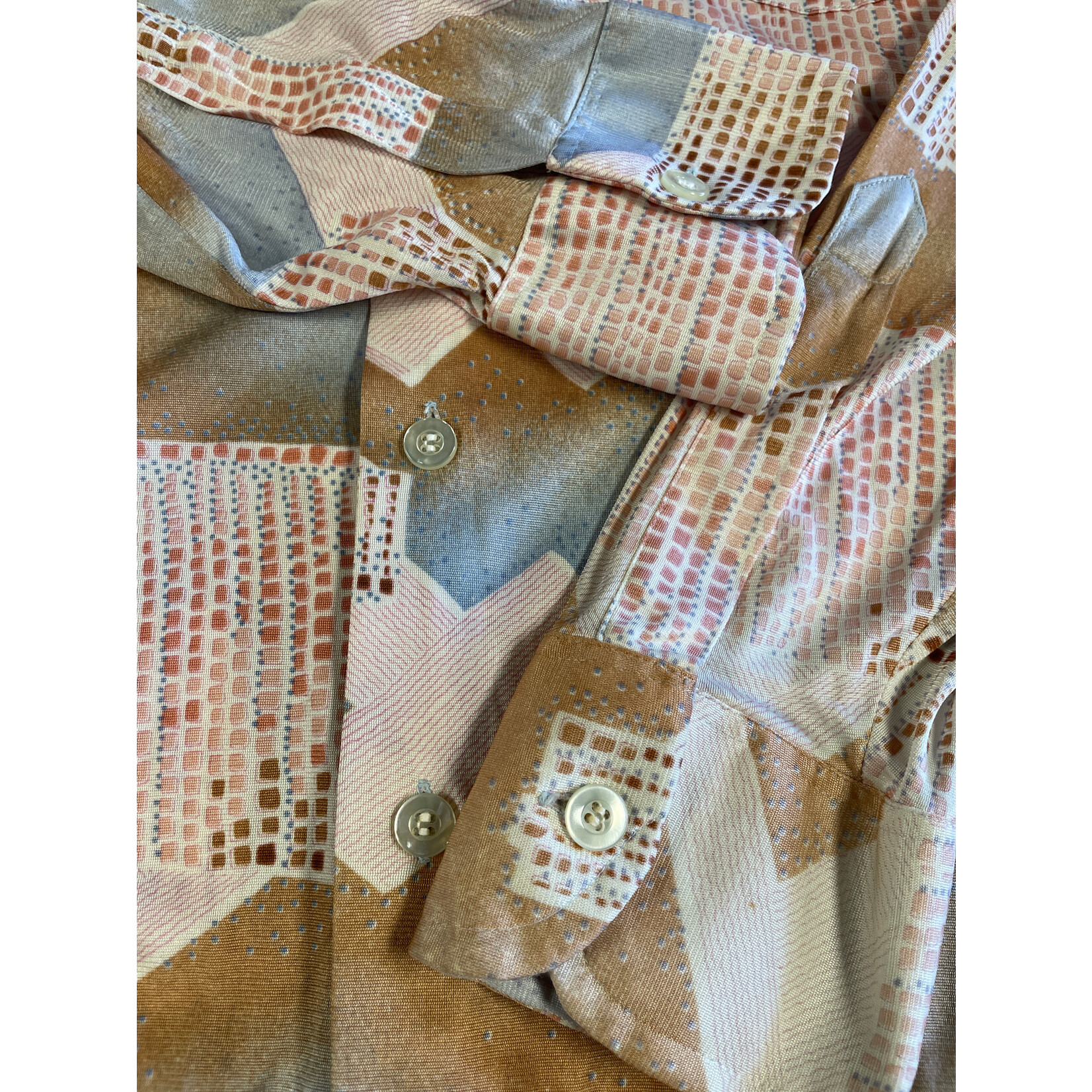 Drury Lane, Vintage, Brown, Blue, Pink, Men's, Long Sleeve, Button-Up, XL