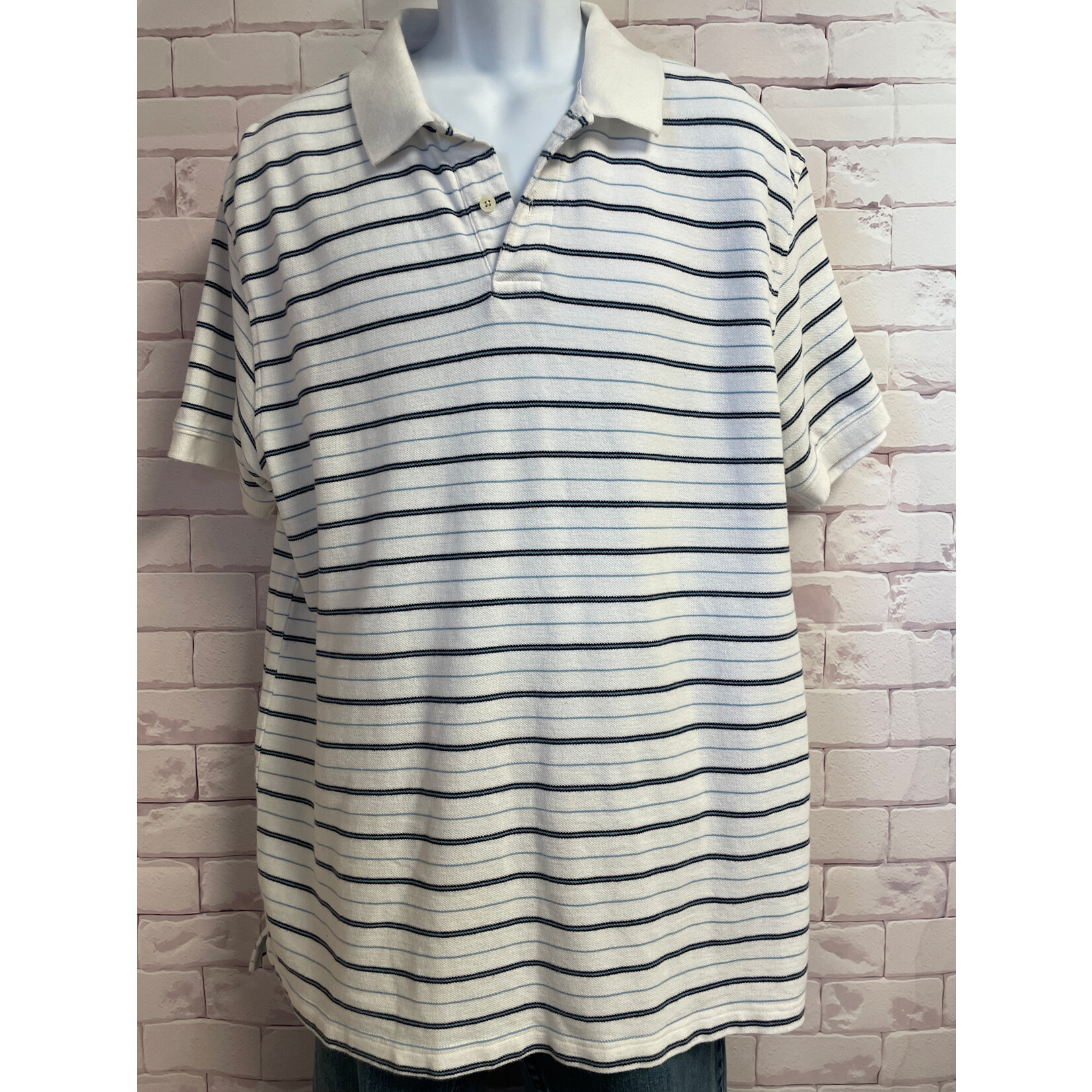 Old Navy, White, Blue, Polo, Men's, XL