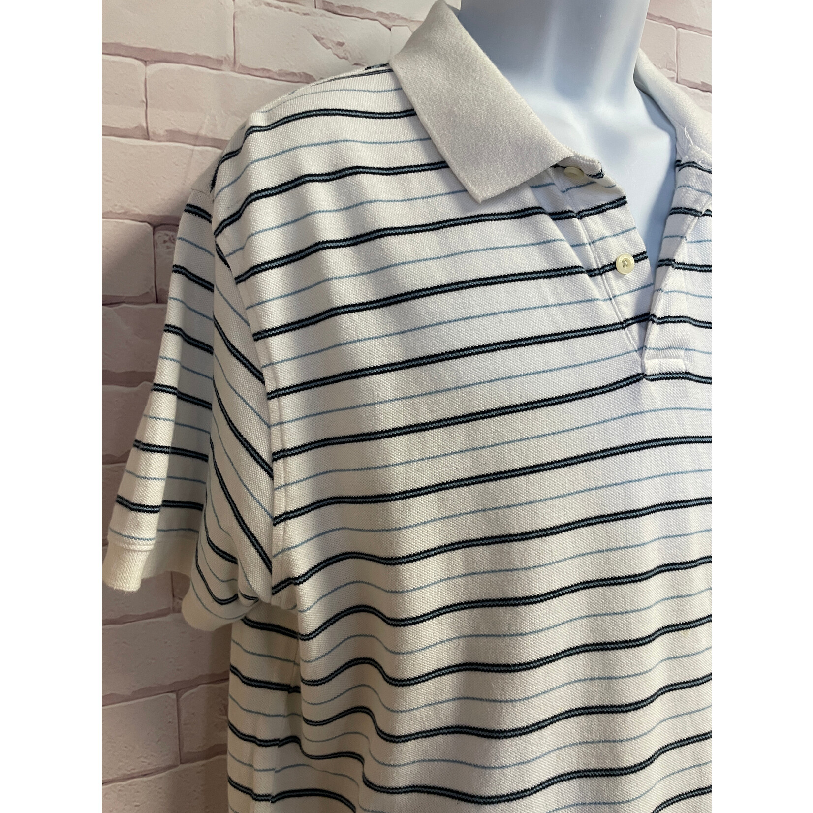 Old Navy, White, Blue, Polo, Men's, XL