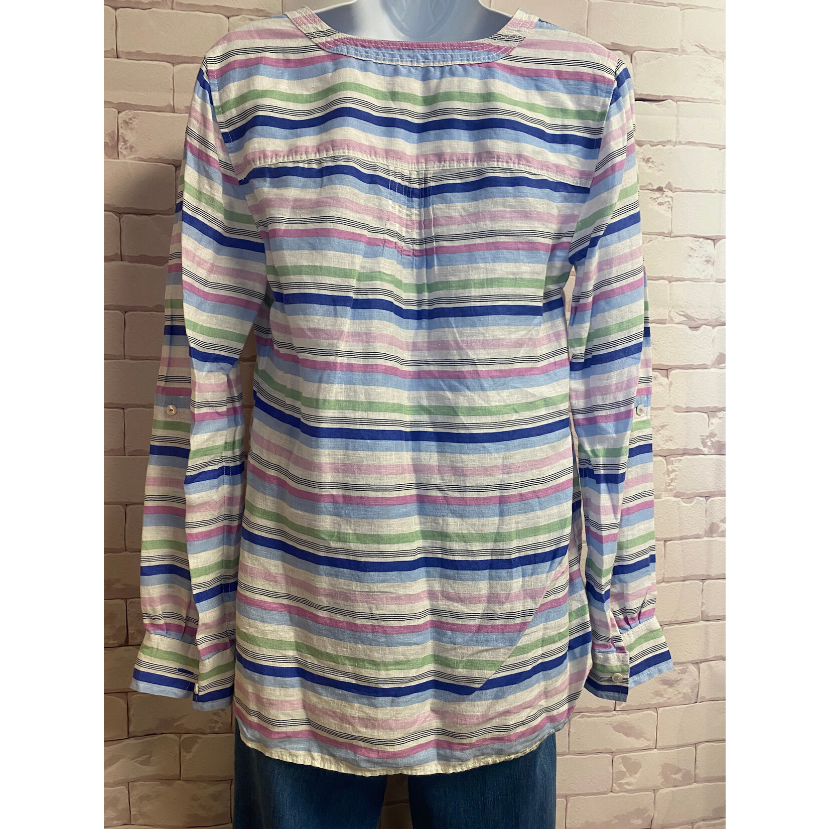 Talbots, White, Blue, Pink, Tunic, Small