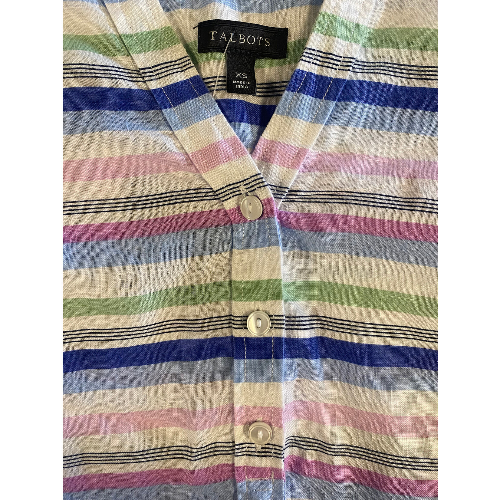 Talbots, White, Blue, Pink, Tunic, Small