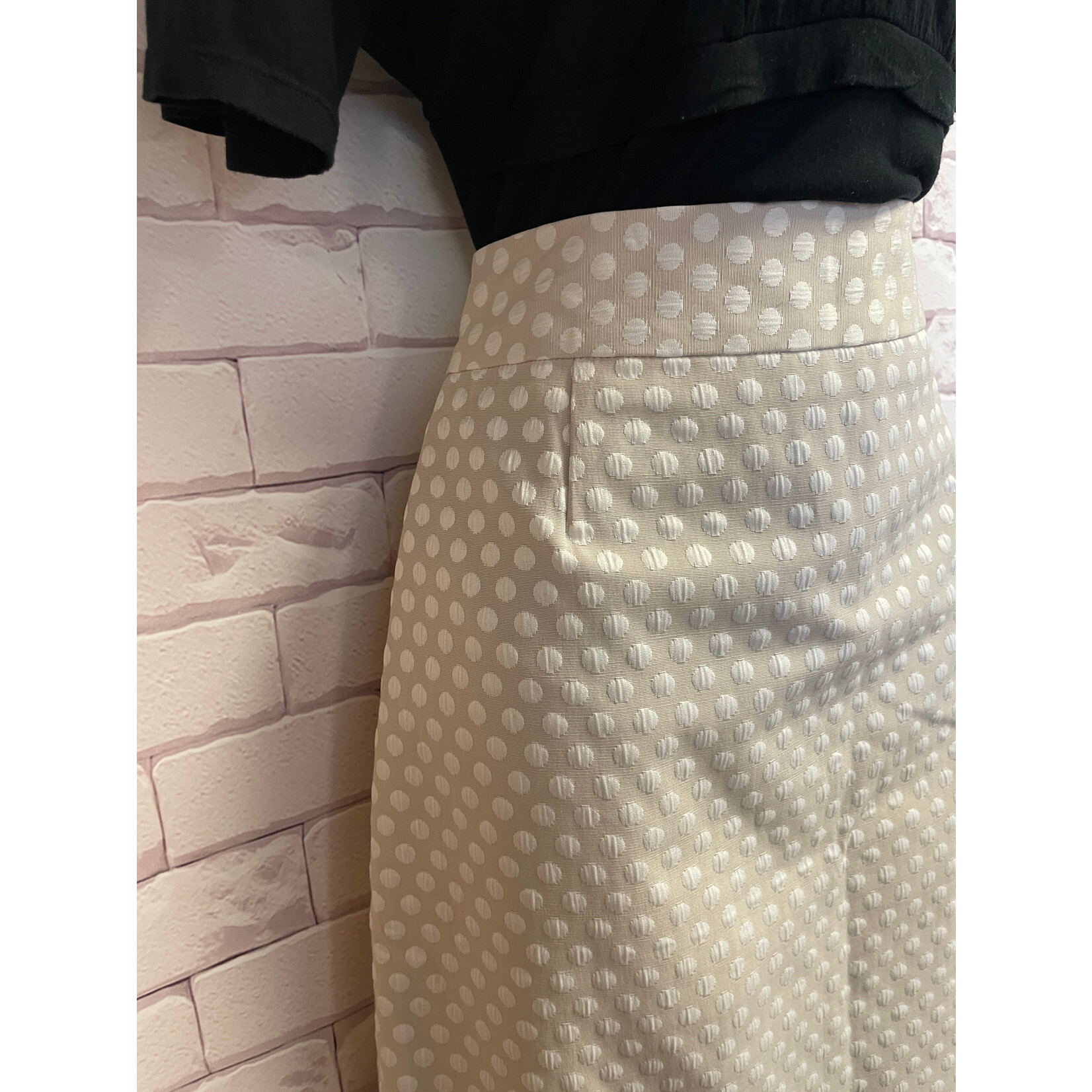 Calvin Klein, Beige, Cream, Polka Dot, Skirt, 6, NWT