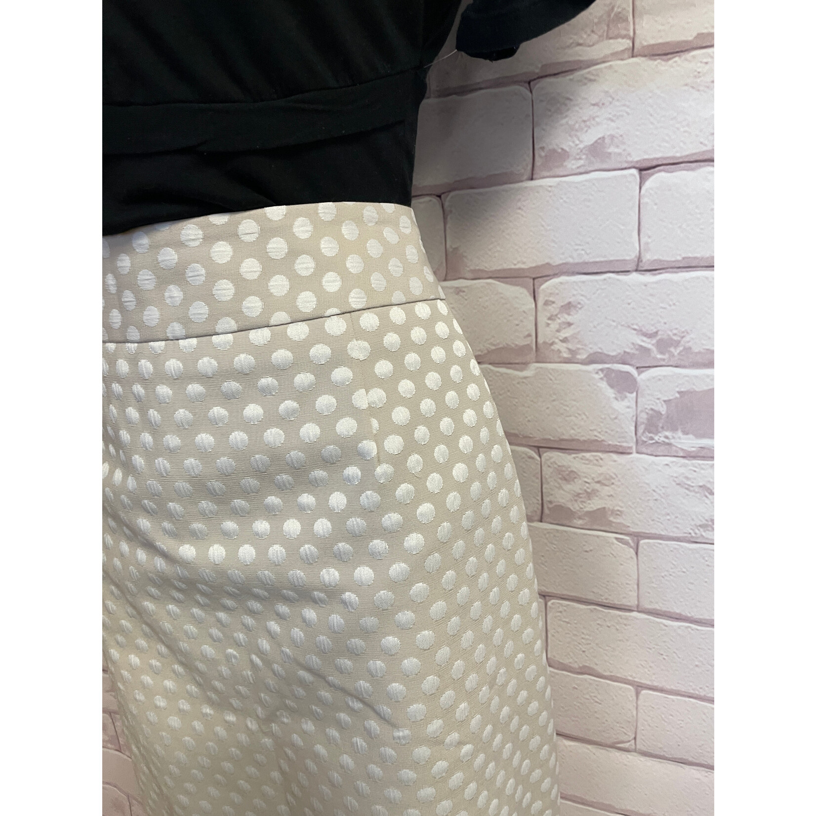 Calvin Klein, Beige, Cream, Polka Dot, Skirt, 6, NWT