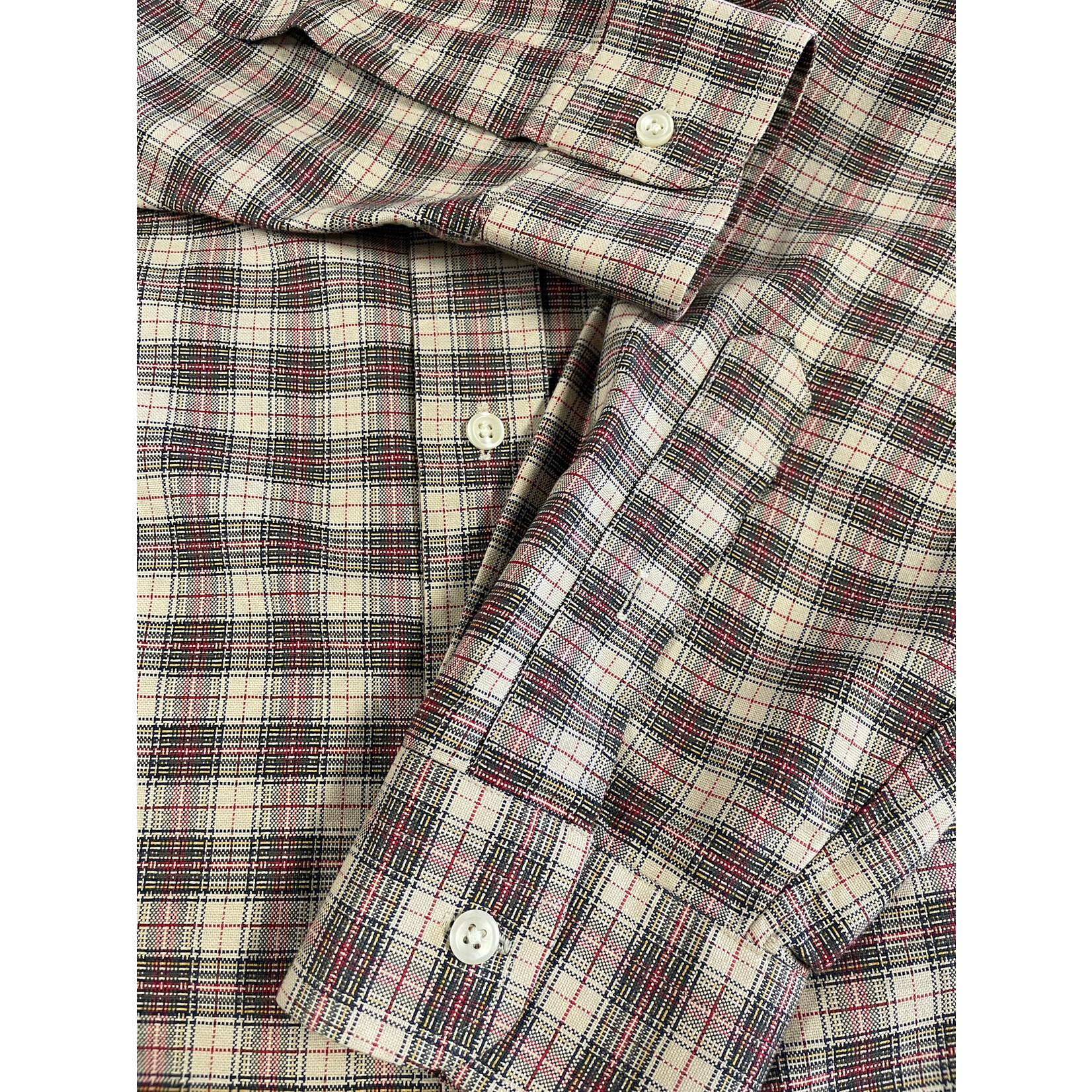 Cremieux, Red, Tan, Plaid, Long Sleeve, Button-Up, L