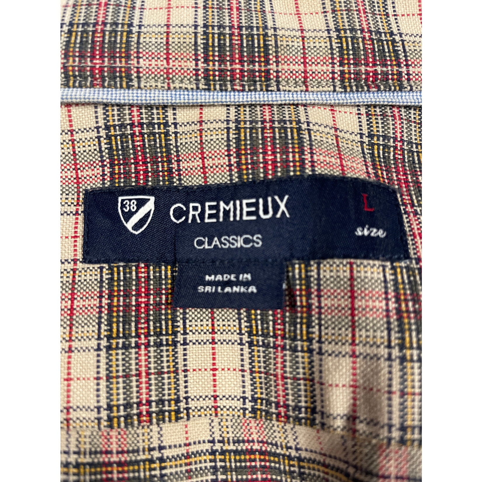 Cremieux, Red, Tan, Plaid, Long Sleeve, Button-Up, L