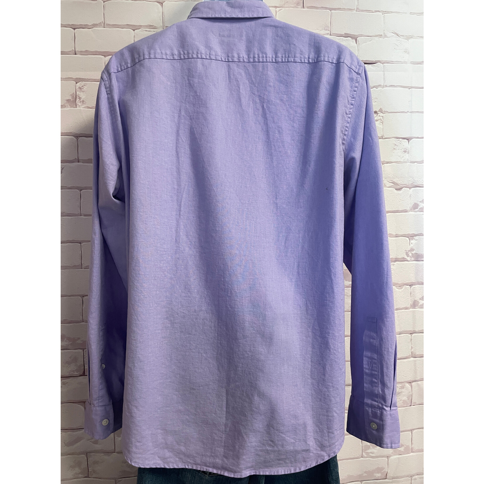 Michael Kors, Purple, Linen, Cotton, Long Sleeve, Button-Up, Men's, L