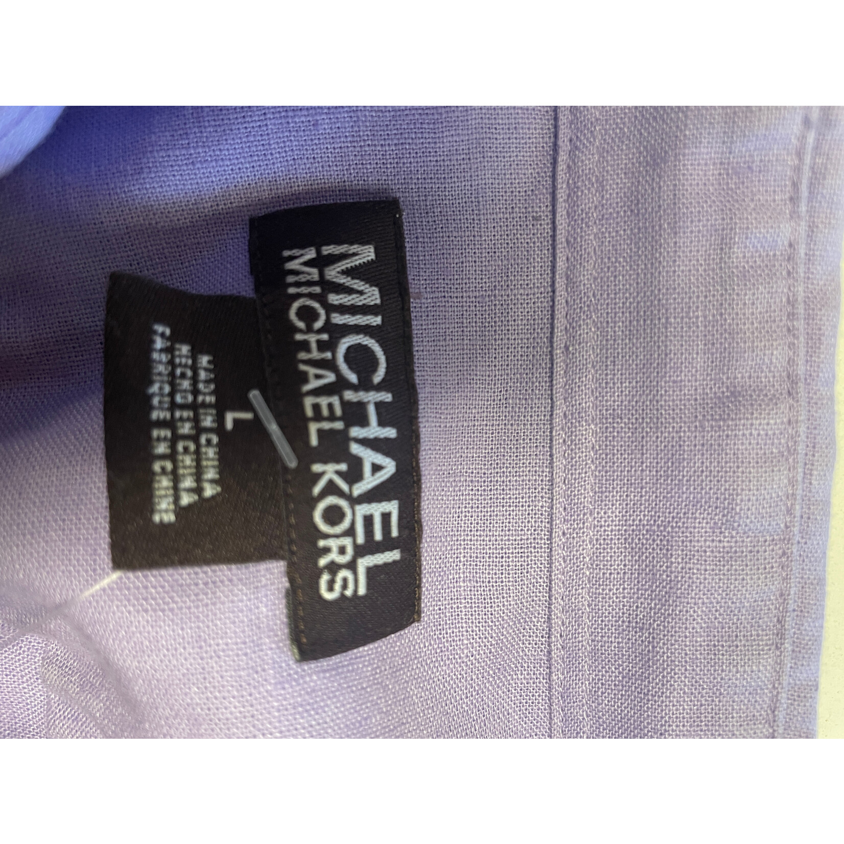 Michael Kors, Purple, Linen, Cotton, Long Sleeve, Button-Up, Men's, L