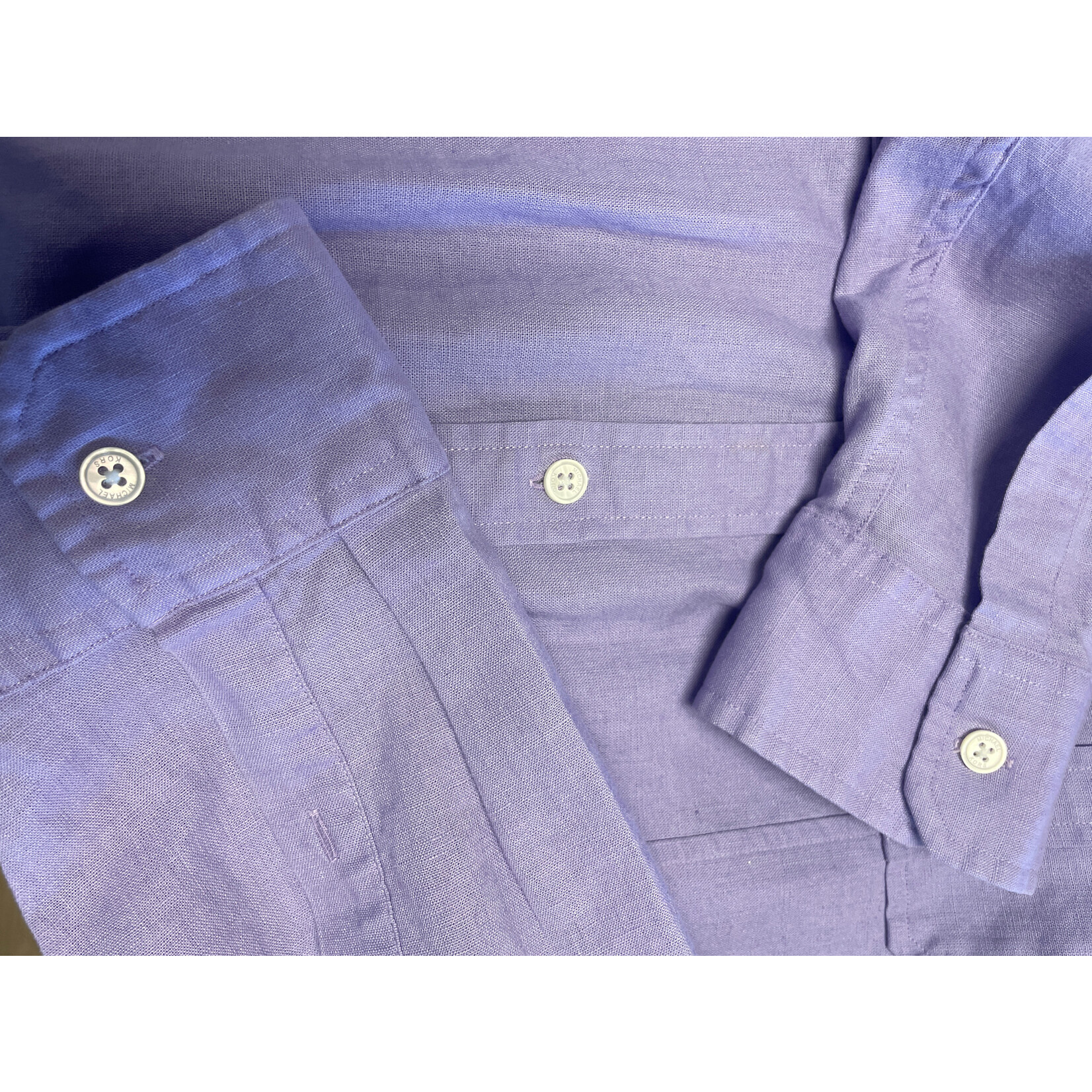 Michael Kors, Purple, Linen, Cotton, Long Sleeve, Button-Up, Men's, L