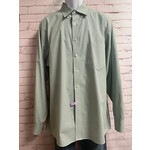 Van Heusen, Green, White, Long Sleeve, Button-Up, L