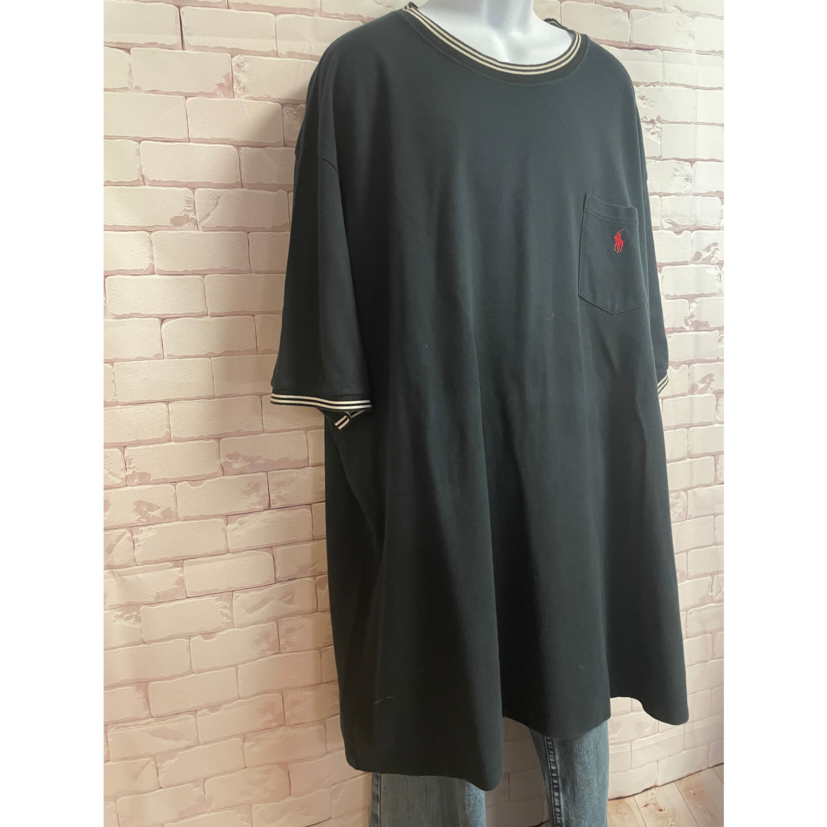 Polo, Navy, White, SS, Tall, Mens, 4XL