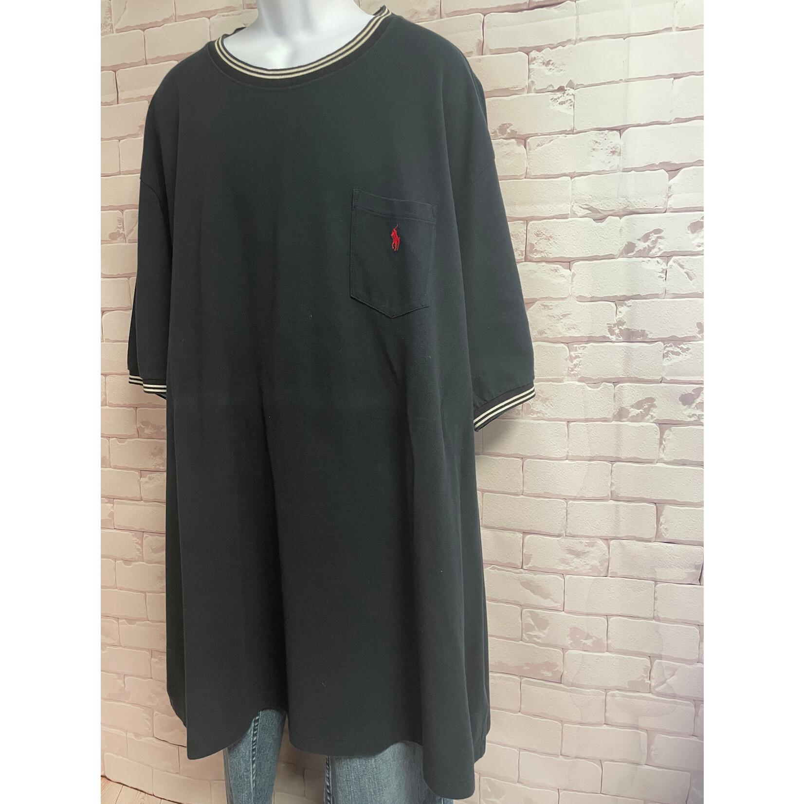 Polo, Navy, White, SS, Tall, Mens, 4XL
