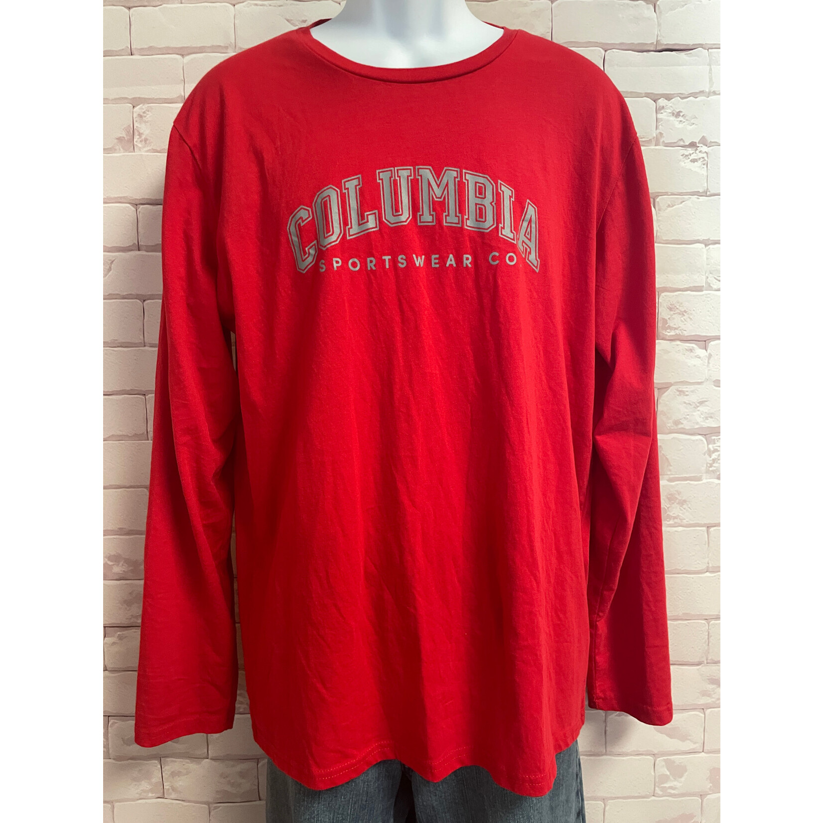 Columbia, Red, Long Sleeve Tee, Men's, Large