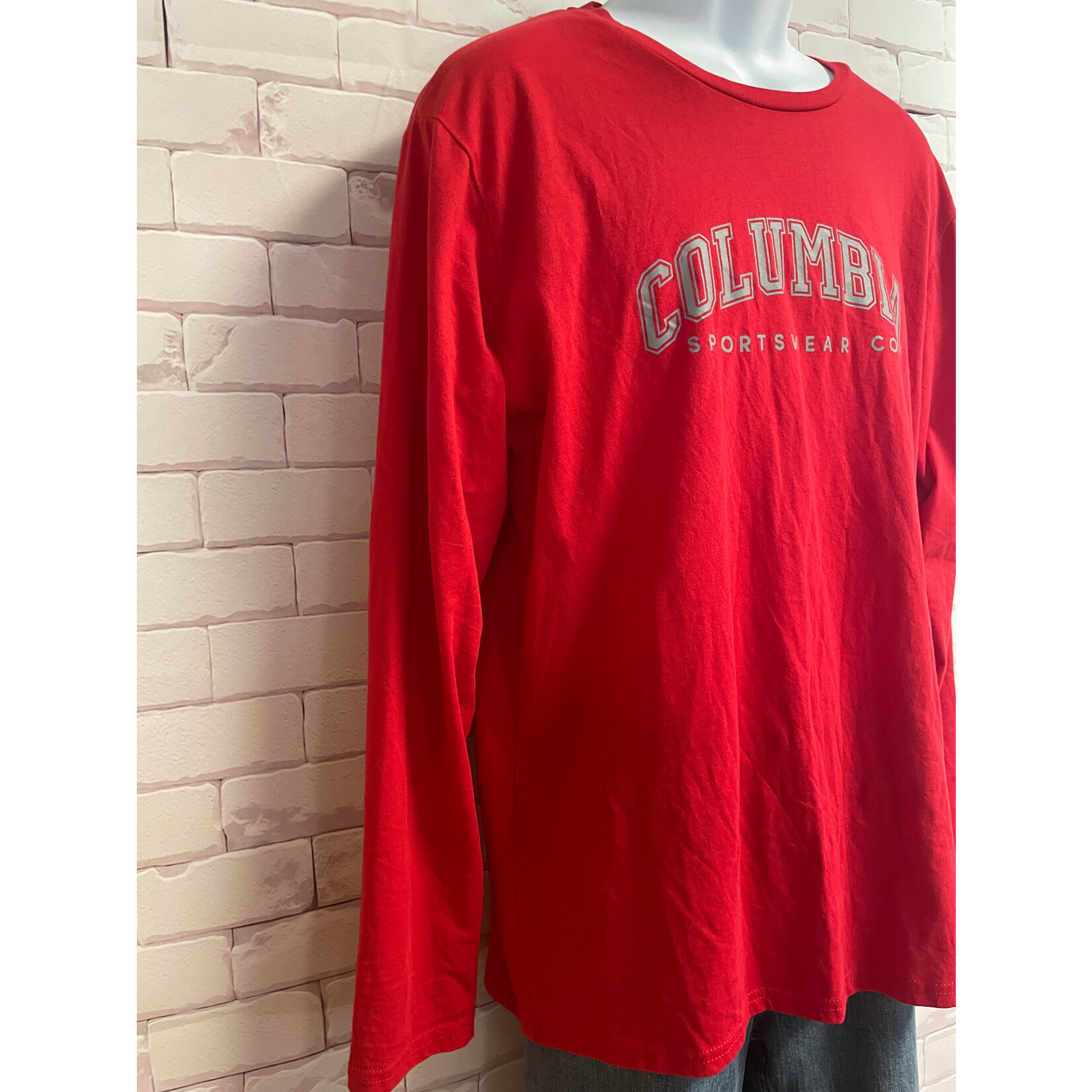 Columbia, Red, Long Sleeve Tee, Men's, Large