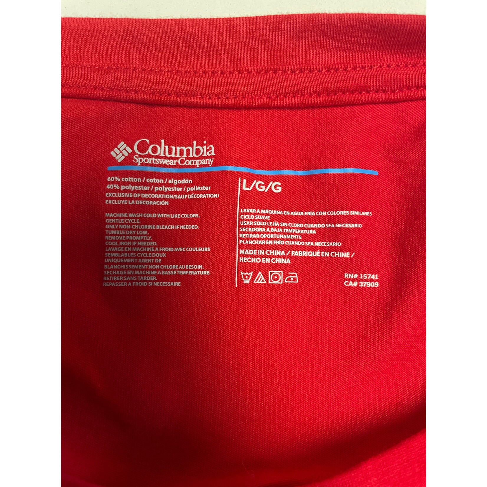 Columbia, Red, Long Sleeve Tee, Men's, Large
