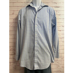 Crown & Ivy, Blue, White, Long Sleeve, Button Down, Men's, Medium