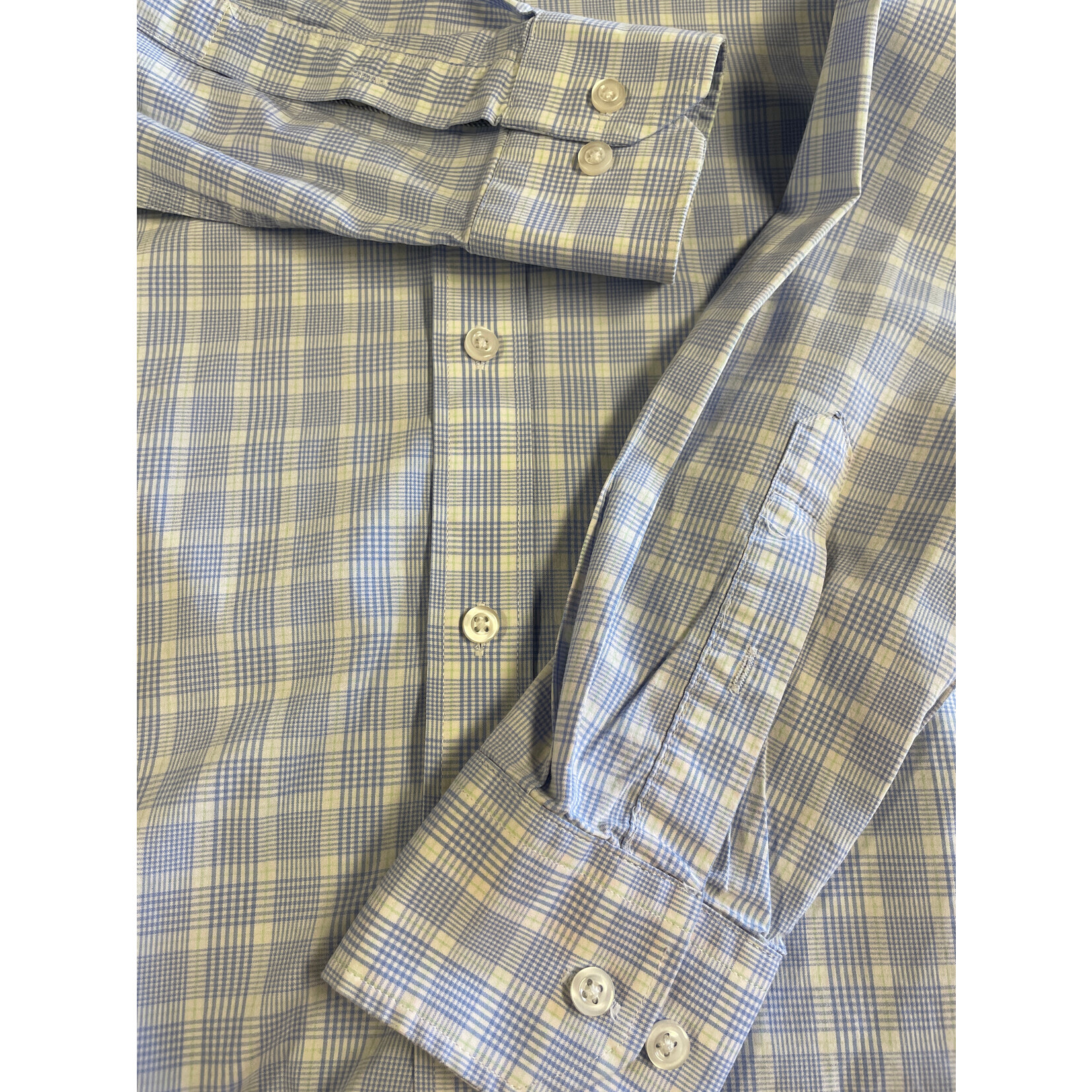 Crown & Ivy, Blue, White, Long Sleeve, Button Down, Men's, Medium