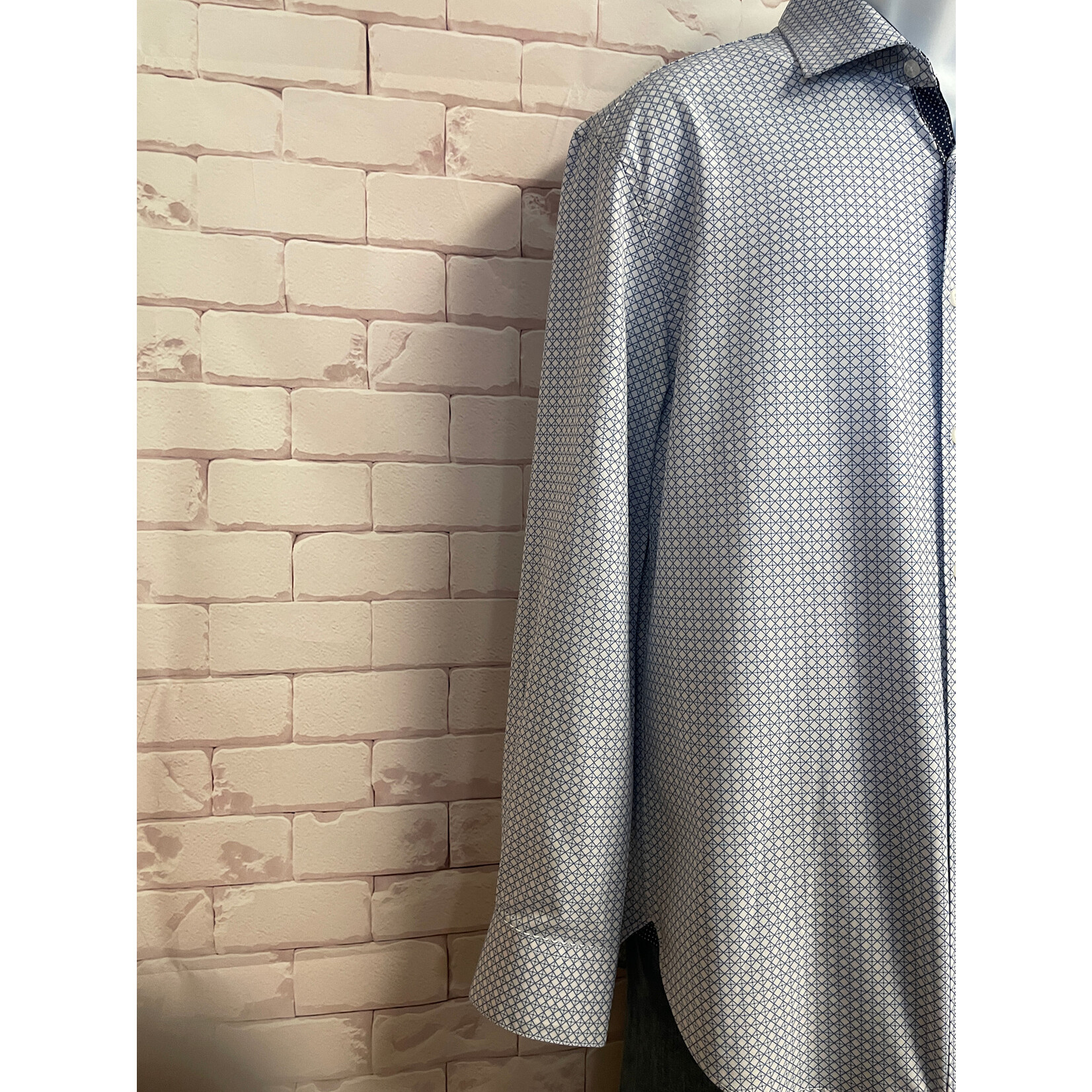 Society Of Threads, Blue, White, Long Sleeve, Button Down, Men's, Medium