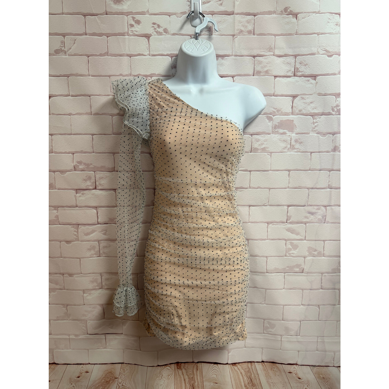 Majorelle, Nude, Black Polka Dots, Dress, 0, MSRP $198, NWT