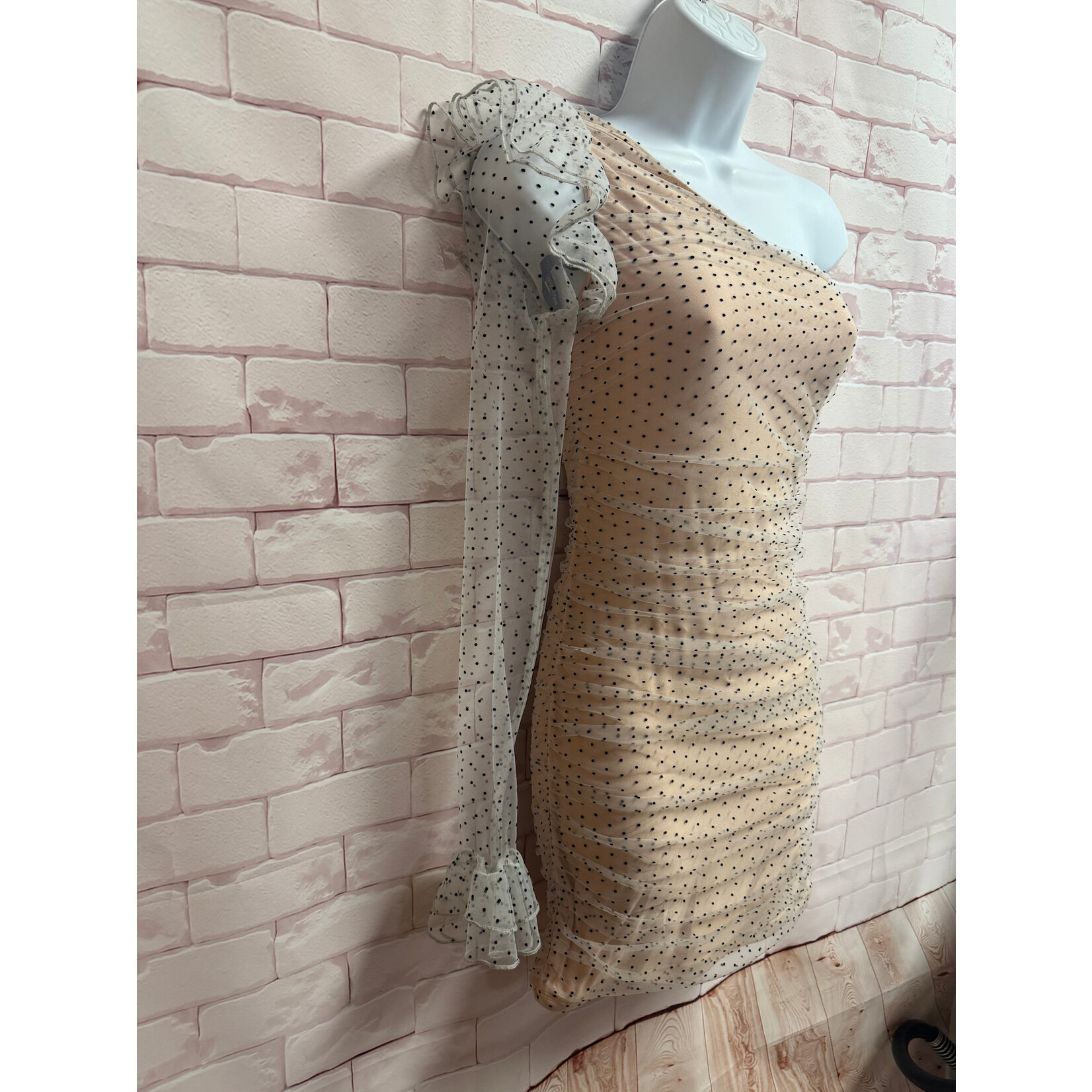 Majorelle, Nude, Black Polka Dots, Dress, 0, MSRP $198, NWT