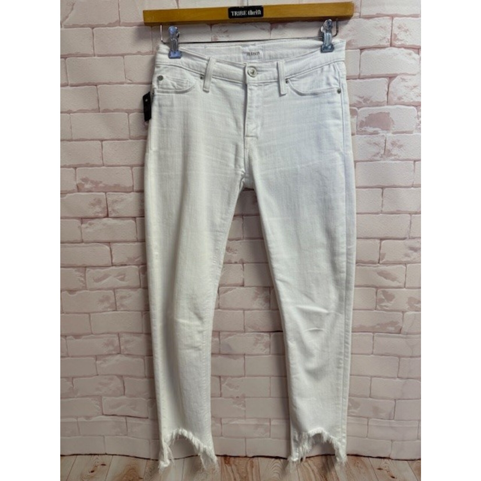 Hudson, White, Frayed Hem, Jeans, 4/27
