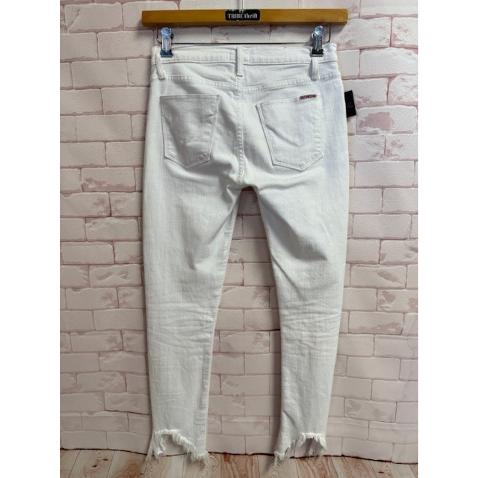 Hudson, White, Frayed Hem, Jeans, 4/27