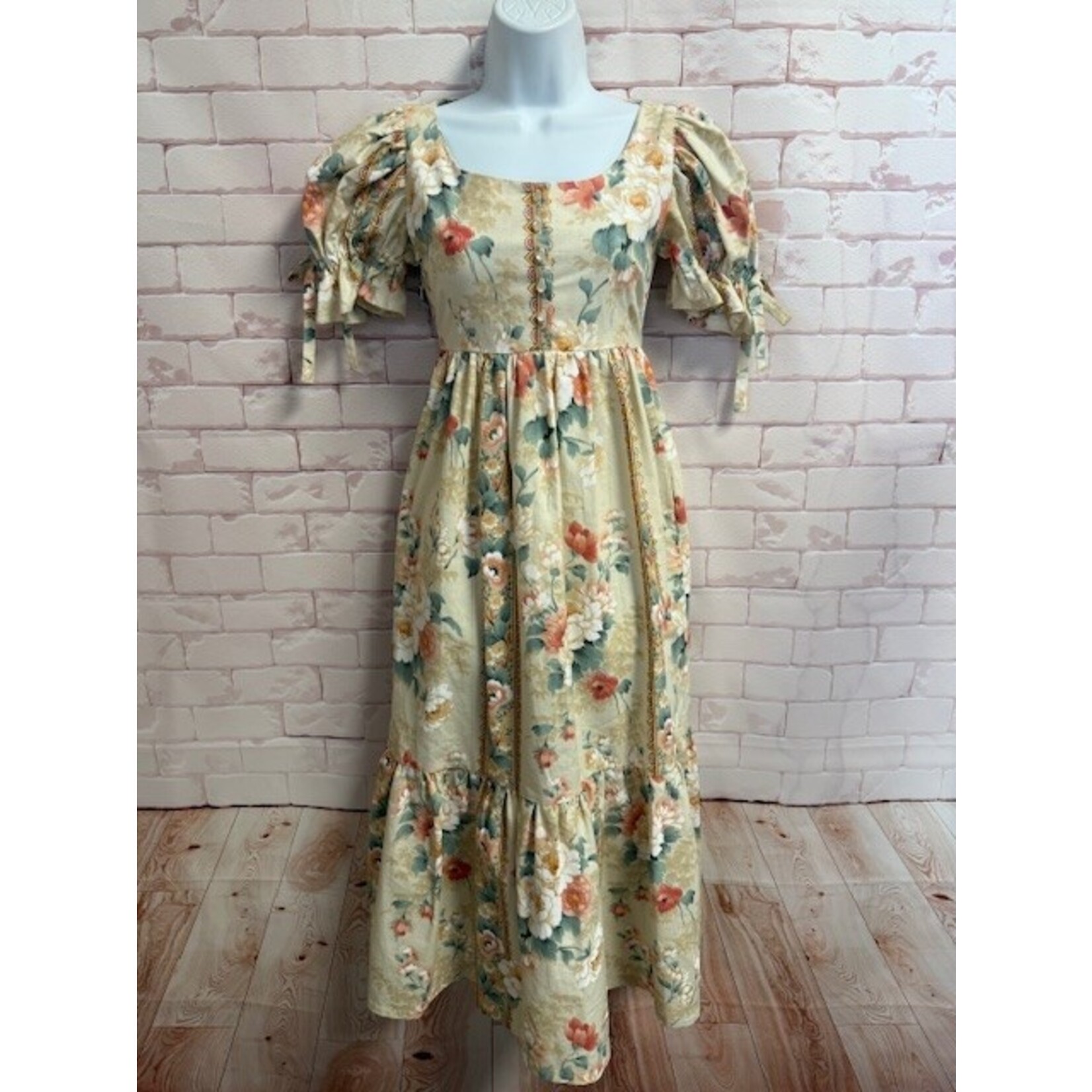 Lofty Frocks, Cream, Floral, Retro, Dress, Small, MSRP $173