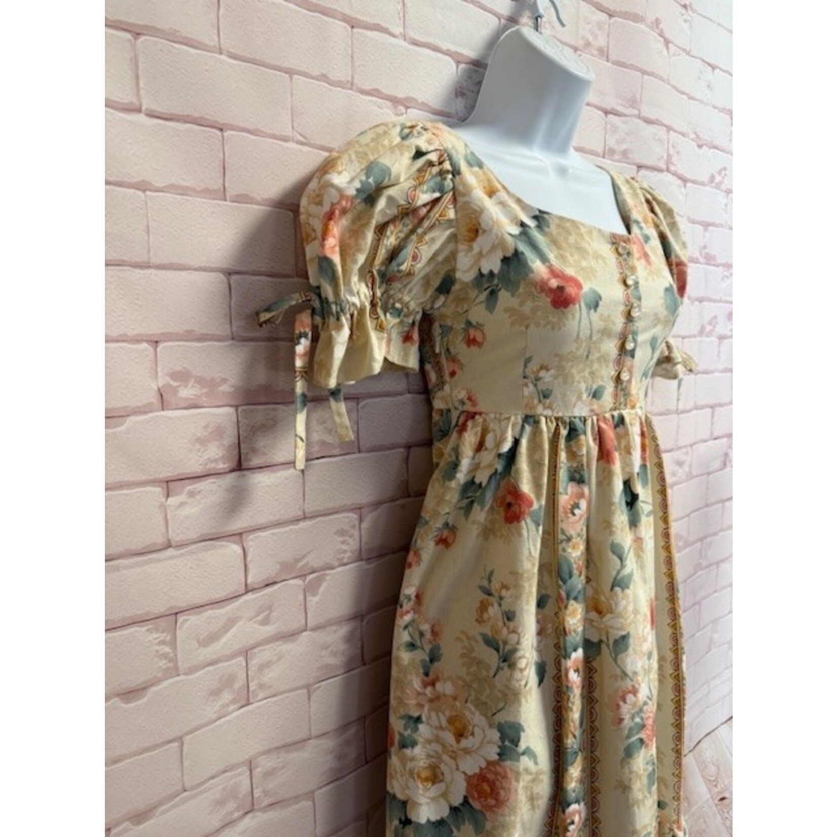 Lofty Frocks, Cream, Floral, Retro, Dress, Small, MSRP $173