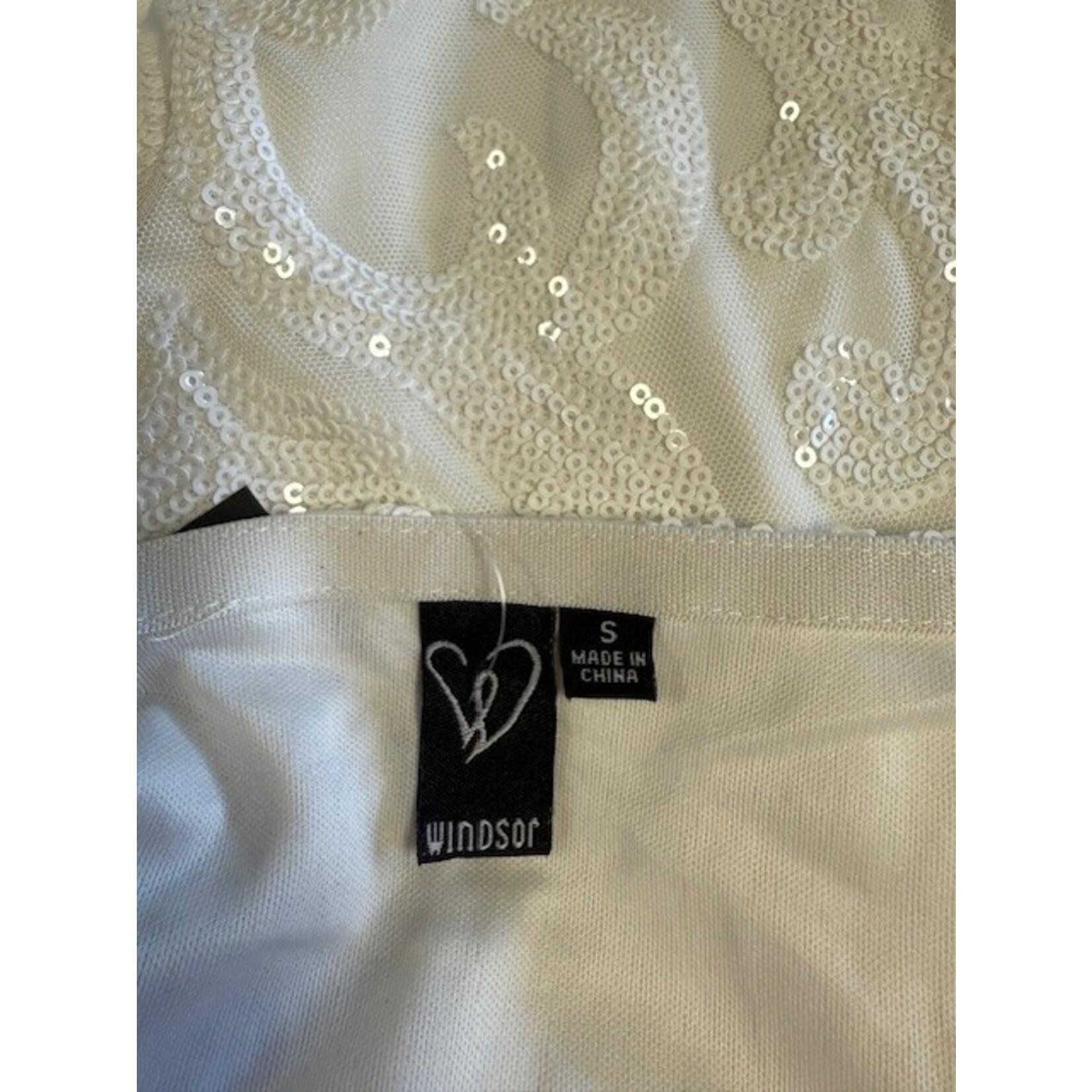 Windsor, White, Sequined, Dress, S