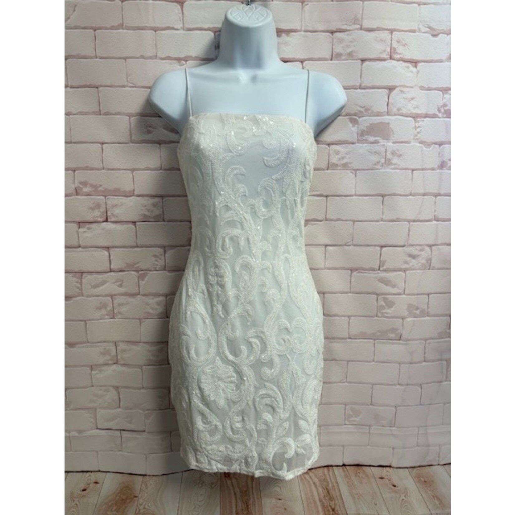 Windsor, White, Sequined, Dress, S