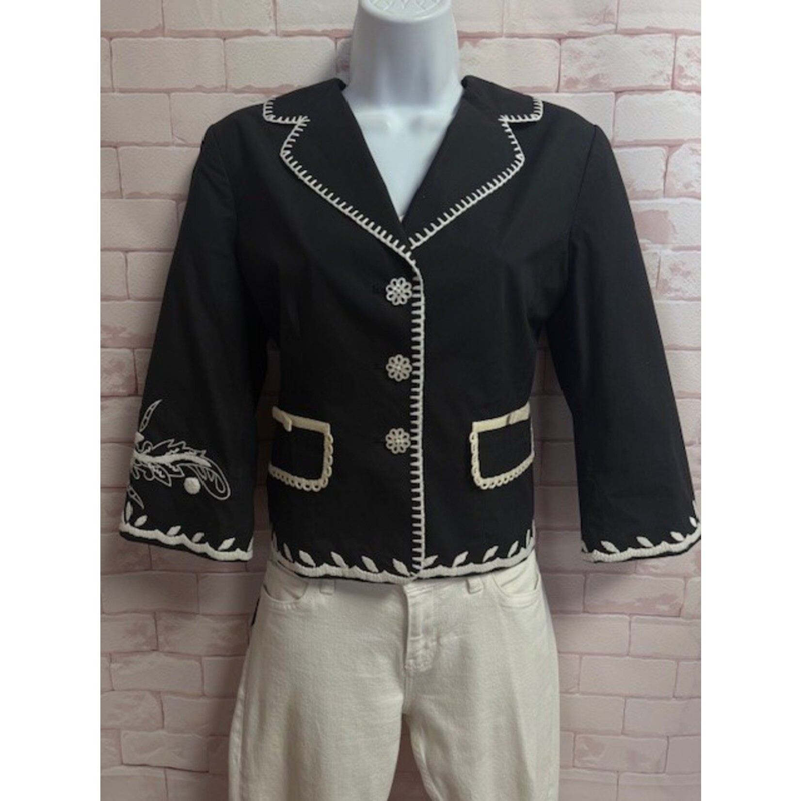 Cynthia Steffe, Black, Cream, Jacket, 6