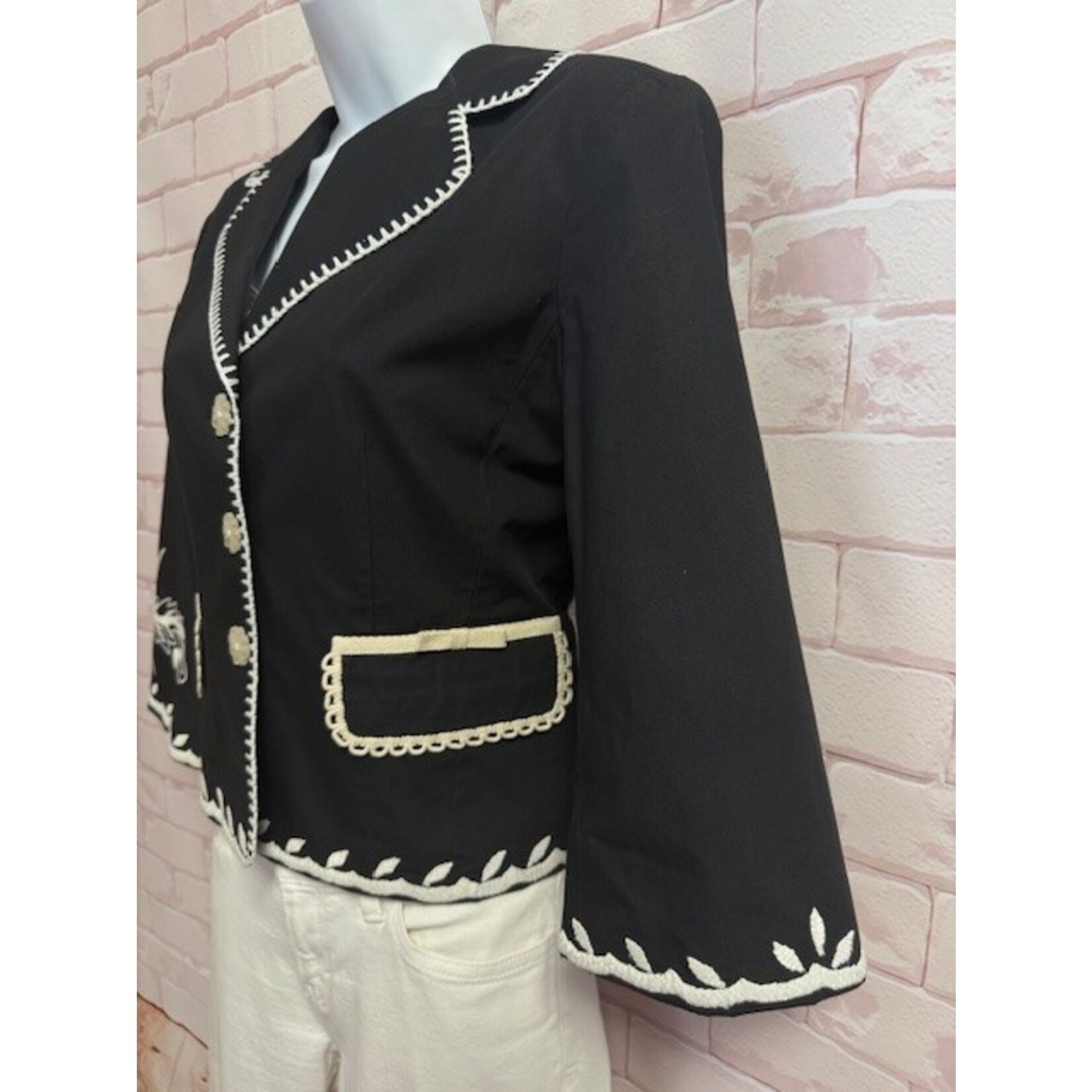 Cynthia Steffe, Black, Cream, Jacket, 6