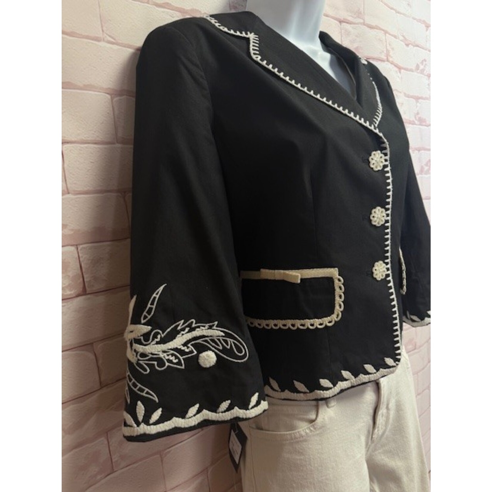 Cynthia Steffe, Black, Cream, Jacket, 6