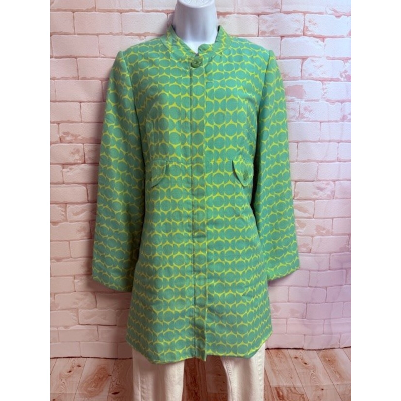 Elevenses (Anthropologie), Green, Yellow, Jacket, 10