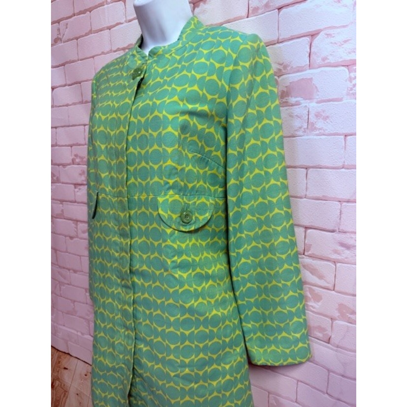 Elevenses (Anthropologie), Green, Yellow, Jacket, 10