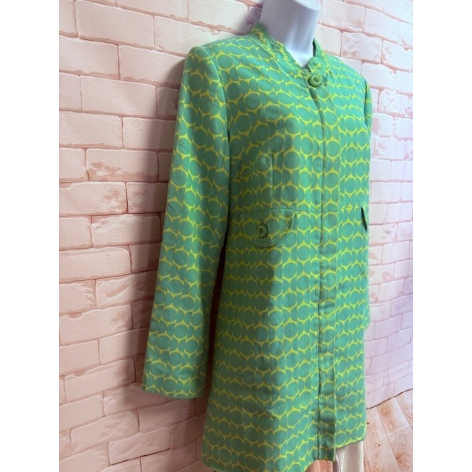 Elevenses (Anthropologie), Green, Yellow, Jacket, 10