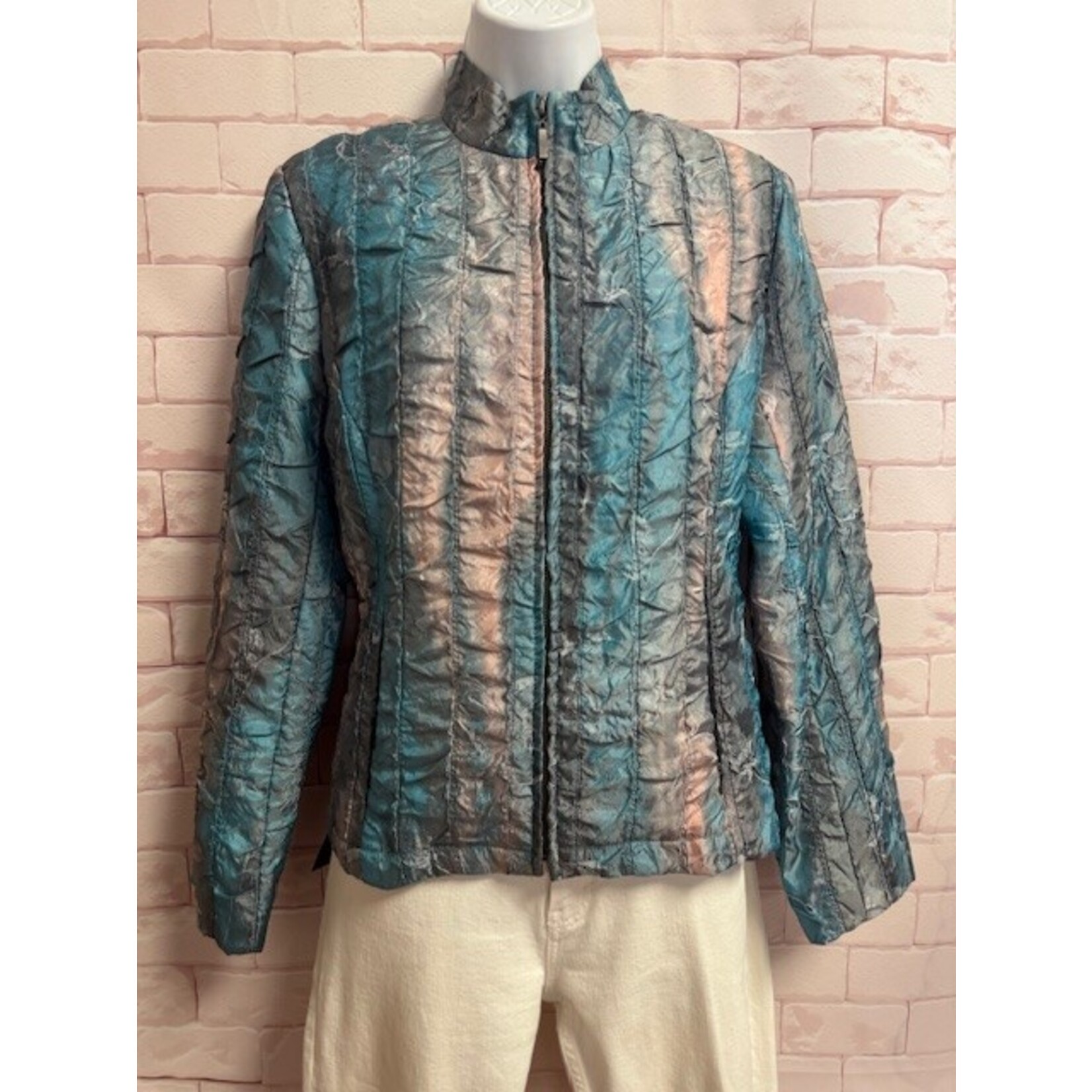 Erin London, Turquoise, Peach, Jacket, M