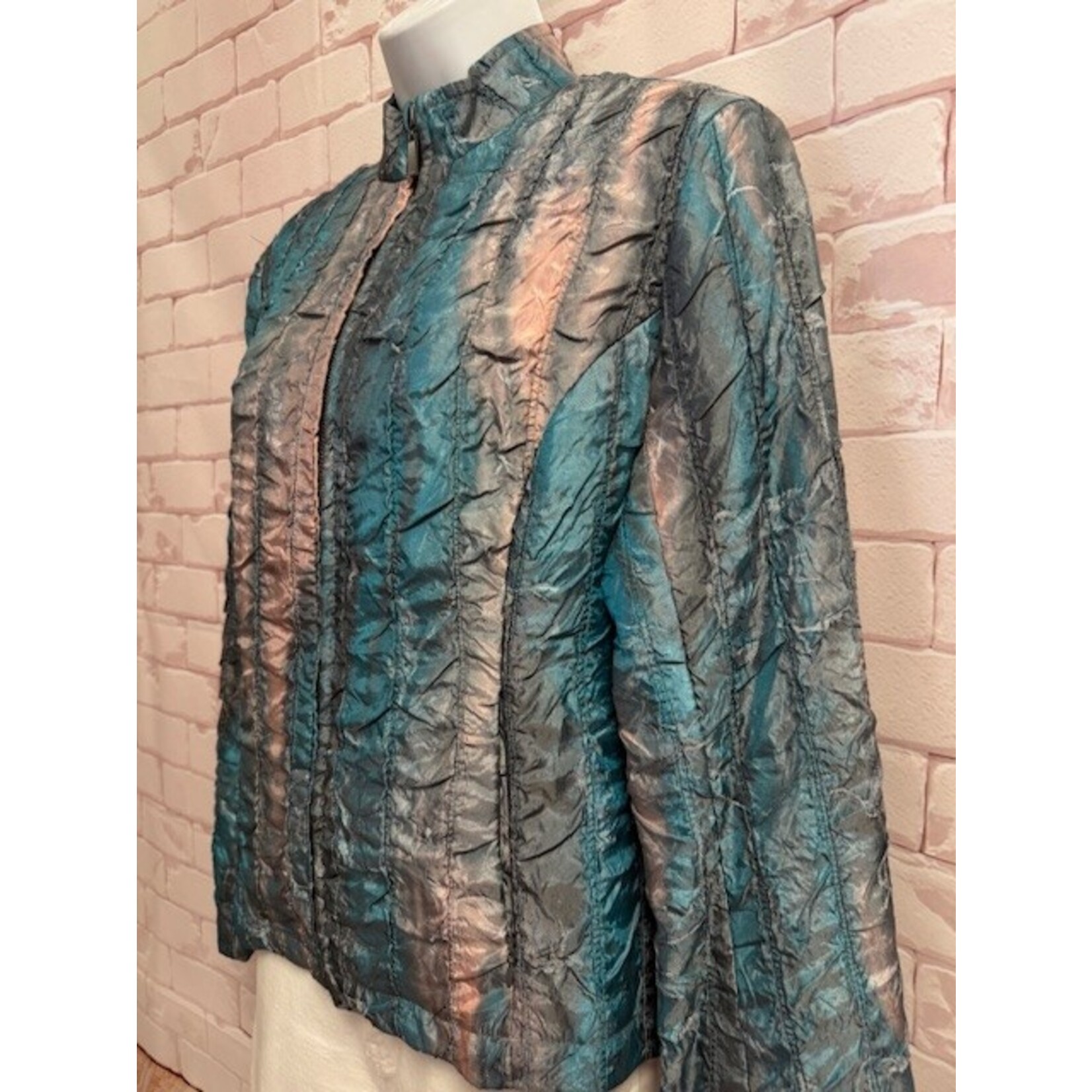 Erin London, Turquoise, Peach, Jacket, M