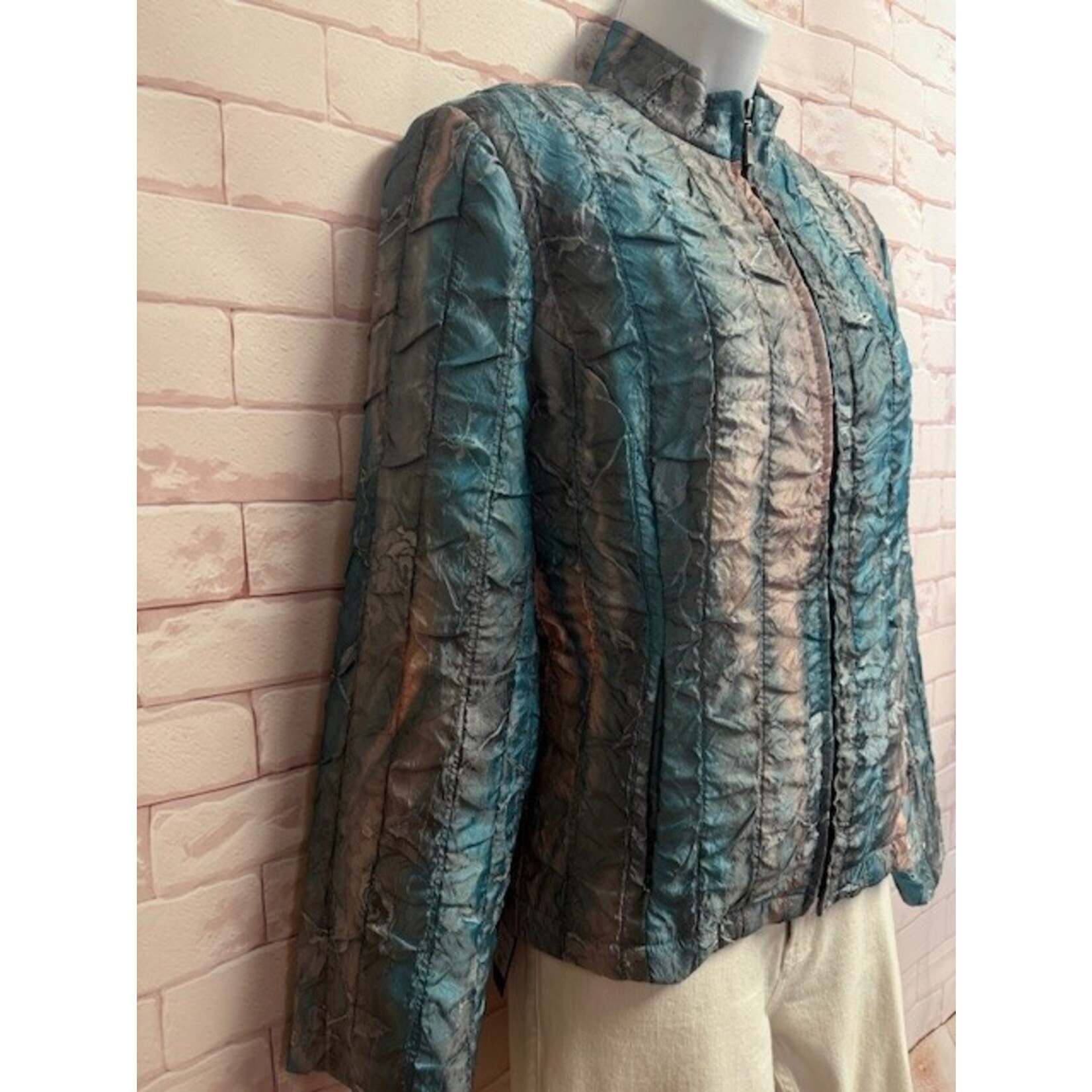 Erin London, Turquoise, Peach, Jacket, M