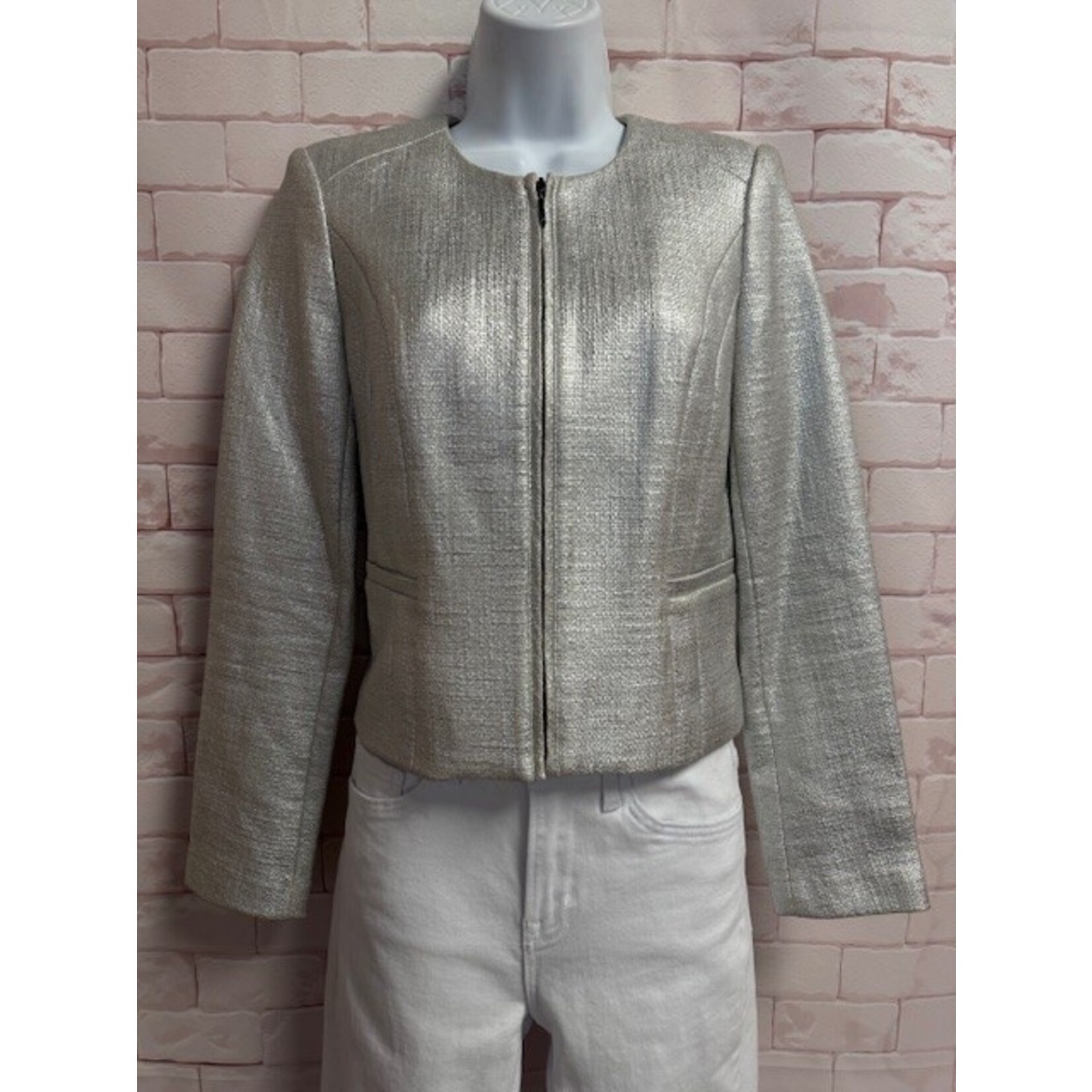 White House Black Market, Silver, Jacket, NWT, 0
