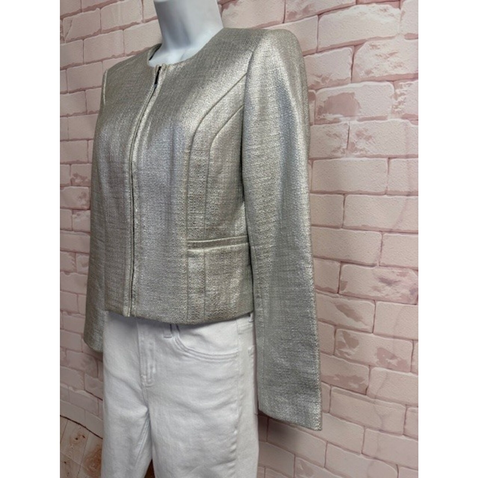 White House Black Market, Silver, Jacket, NWT, 0