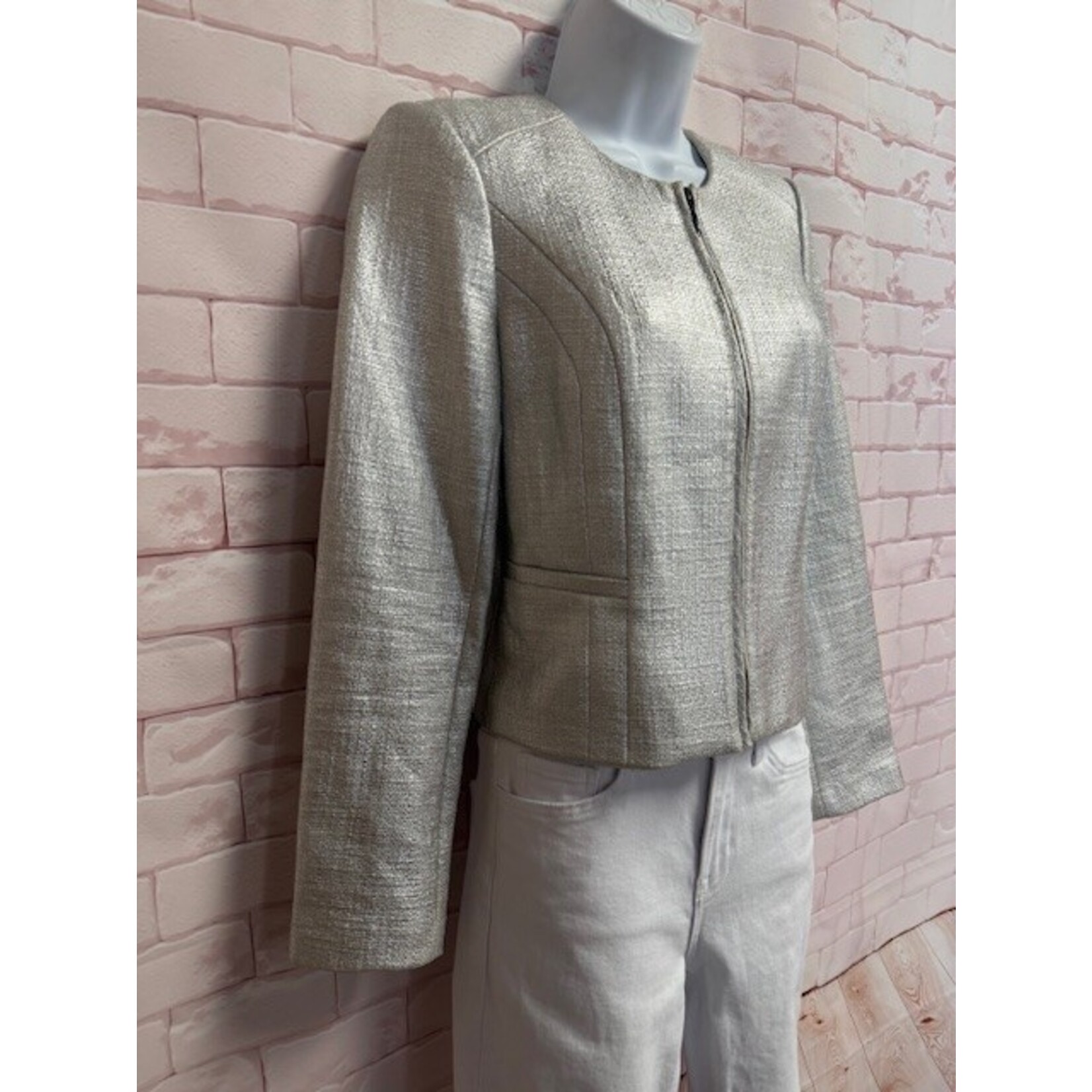 White House Black Market, Silver, Jacket, NWT, 0