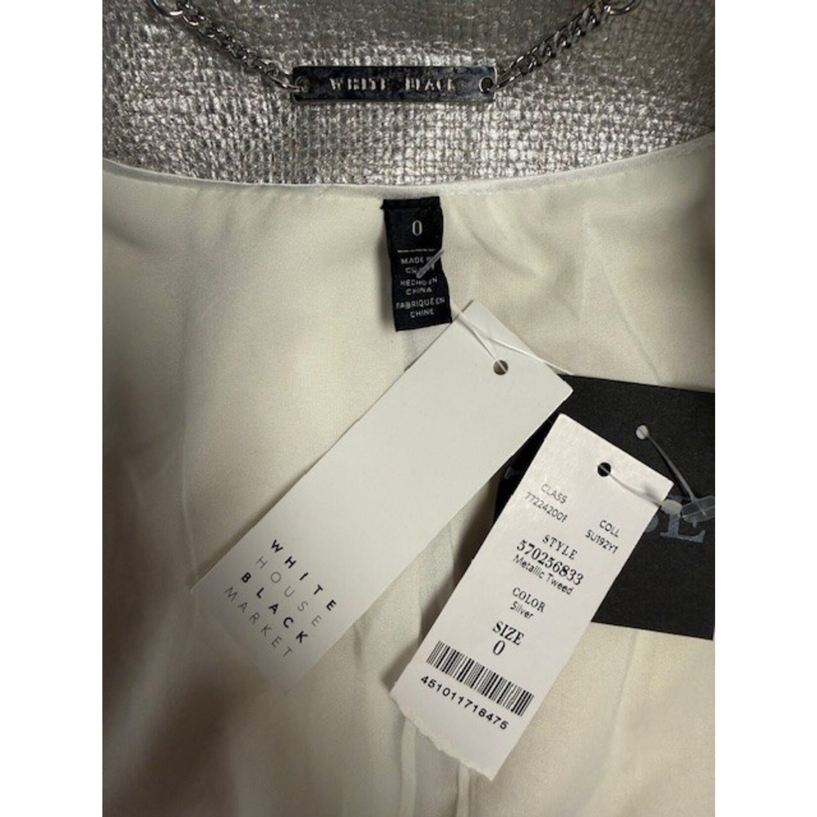 White House Black Market, Silver, Jacket, NWT, 0