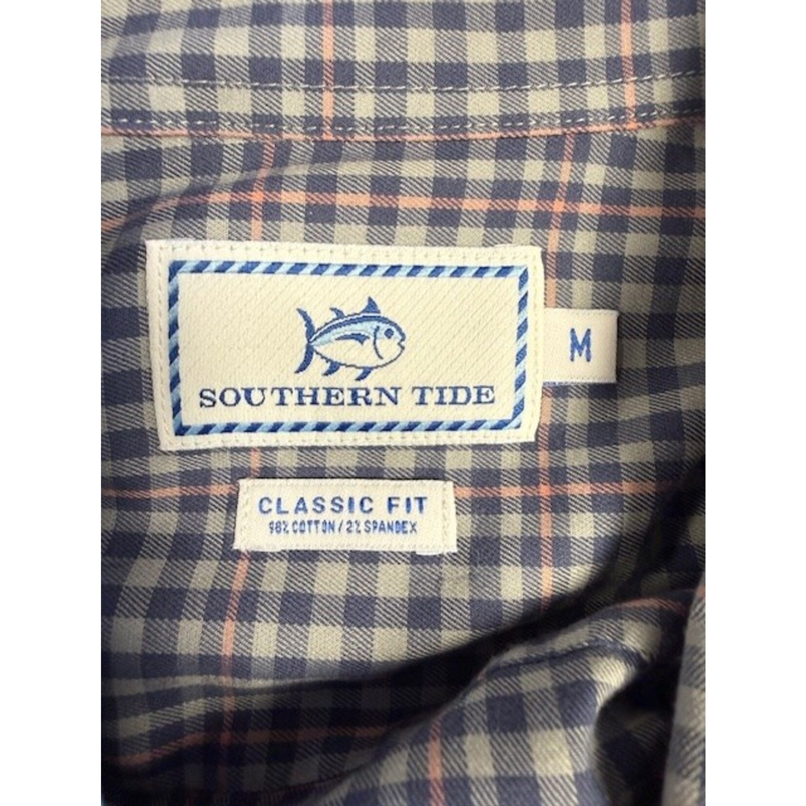 Southern Tide, Pink, Navy, Long Sleeve, Button-Up, Men's, M
