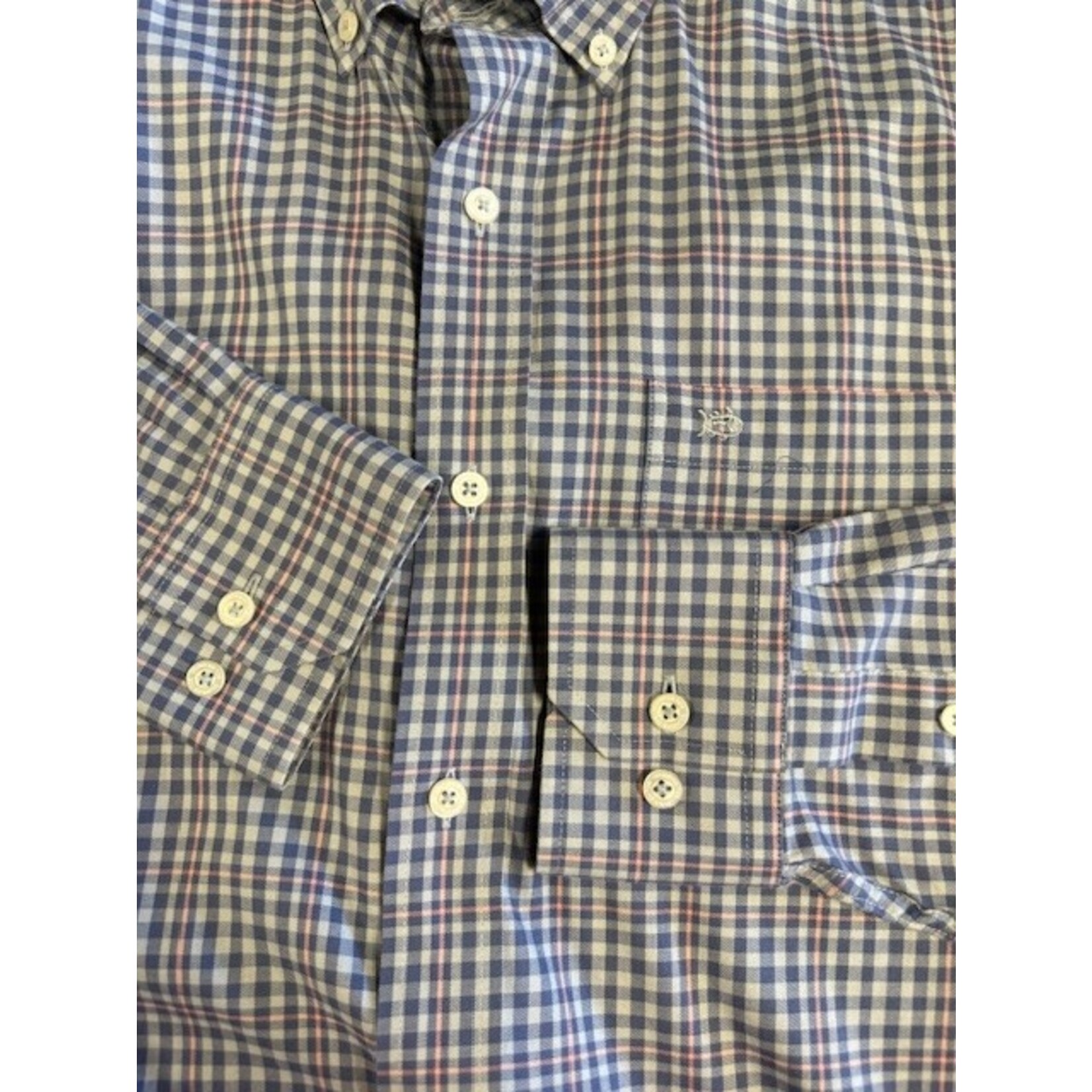 Southern Tide, Pink, Navy, Long Sleeve, Button-Up, Men's, M