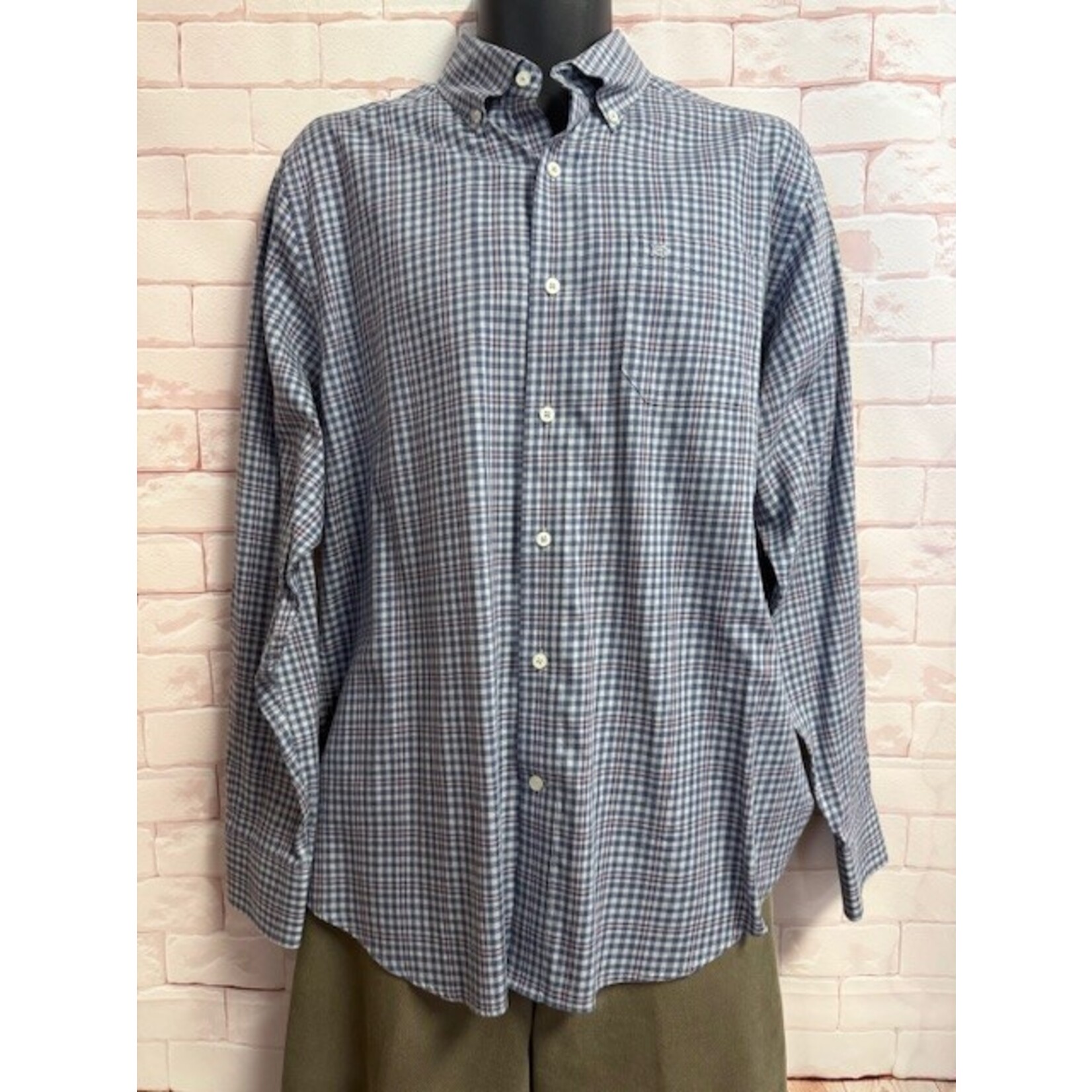 Southern Tide, Pink, Navy, Long Sleeve, Button-Up, Men's, M