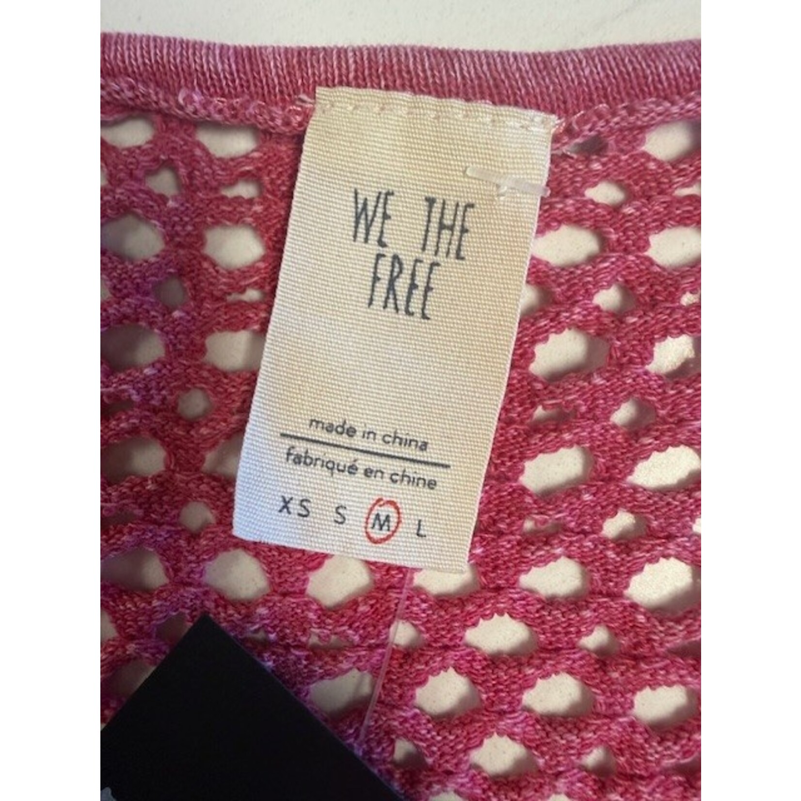 We The Free, Pink, Mesh, Long Sleeve, Top, M