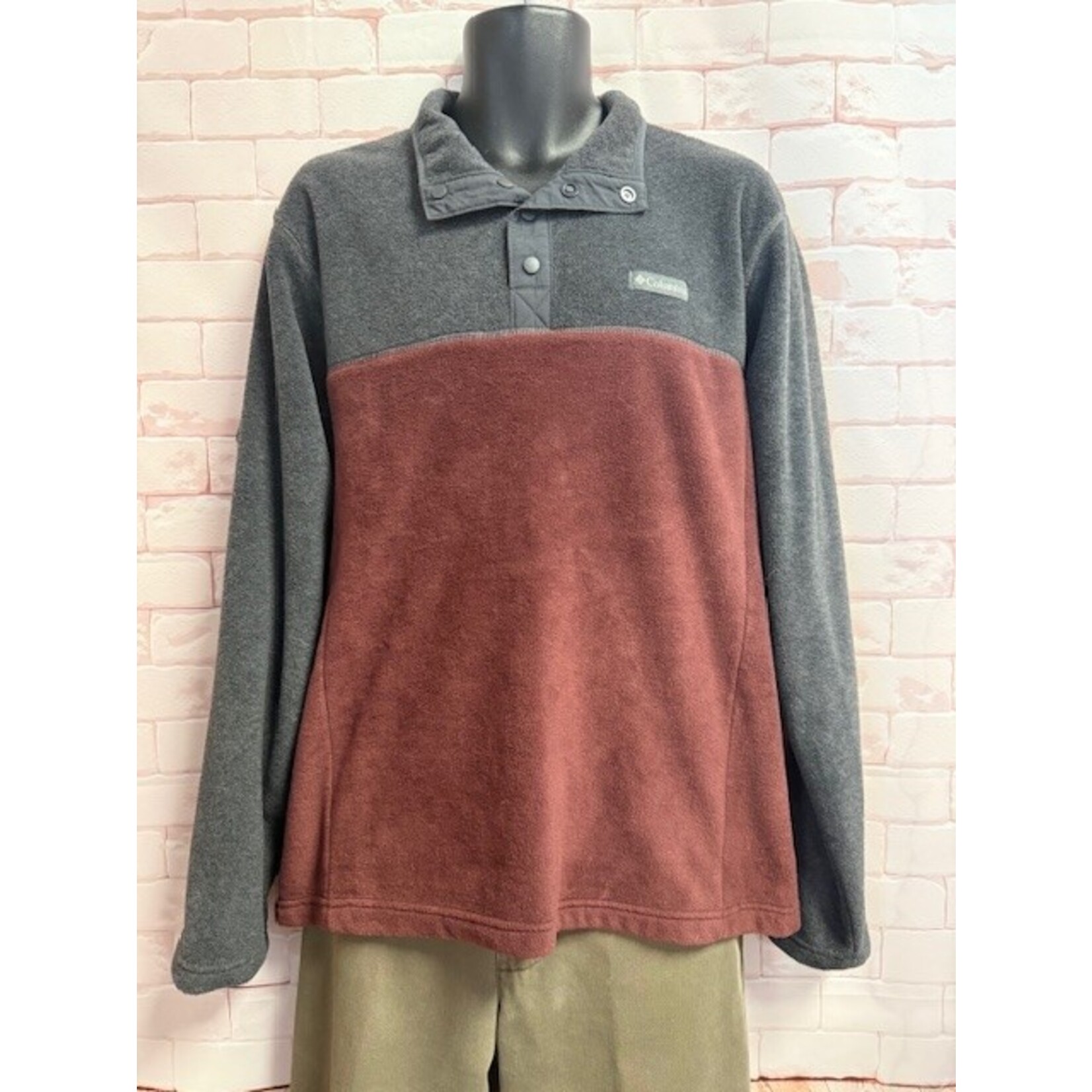 Columbia, Gray, Burgundy, Pullover, Men's, L